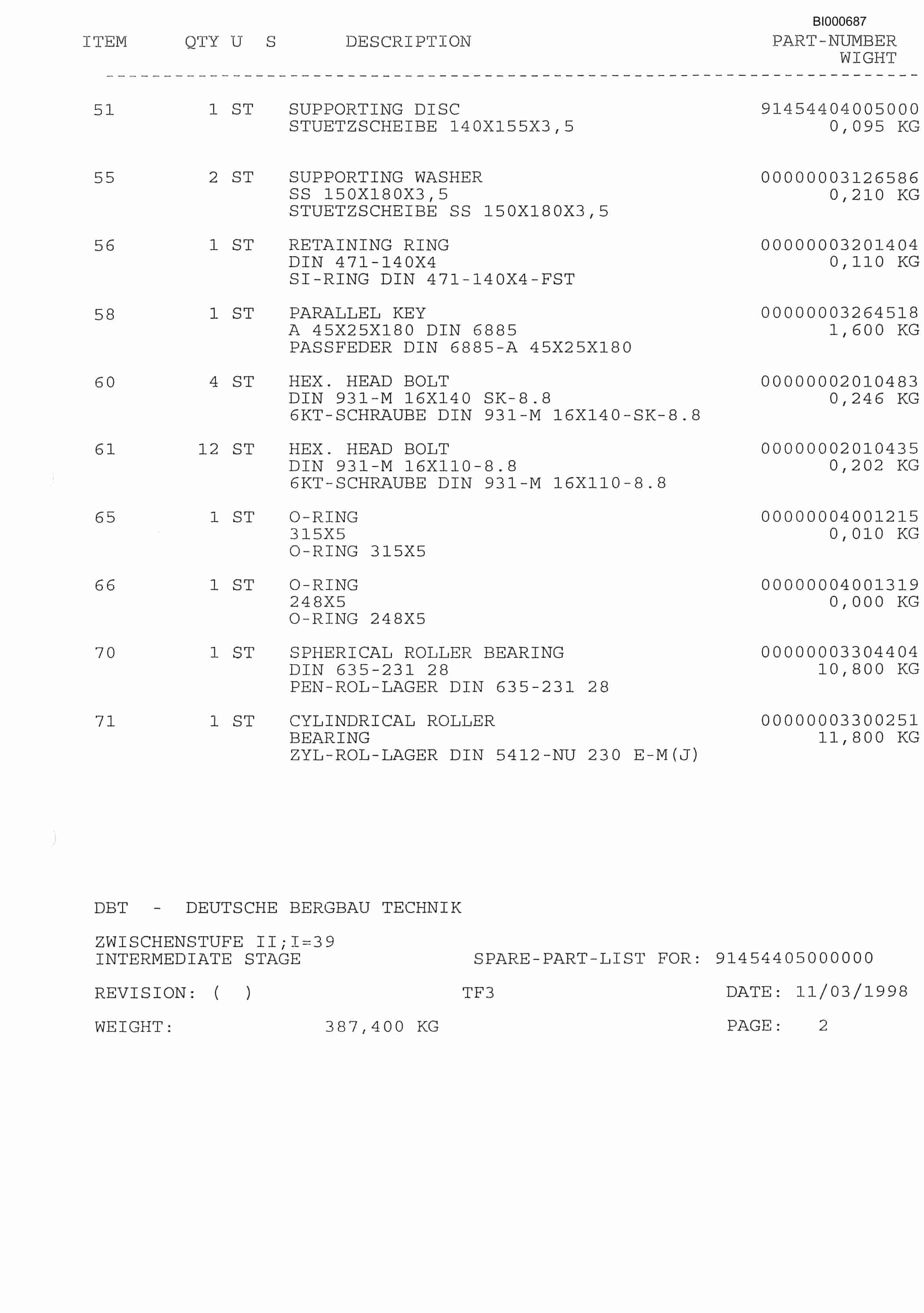 Bucyrus Drummond B5 Face Conveyor Parts Catalog BI000687-5