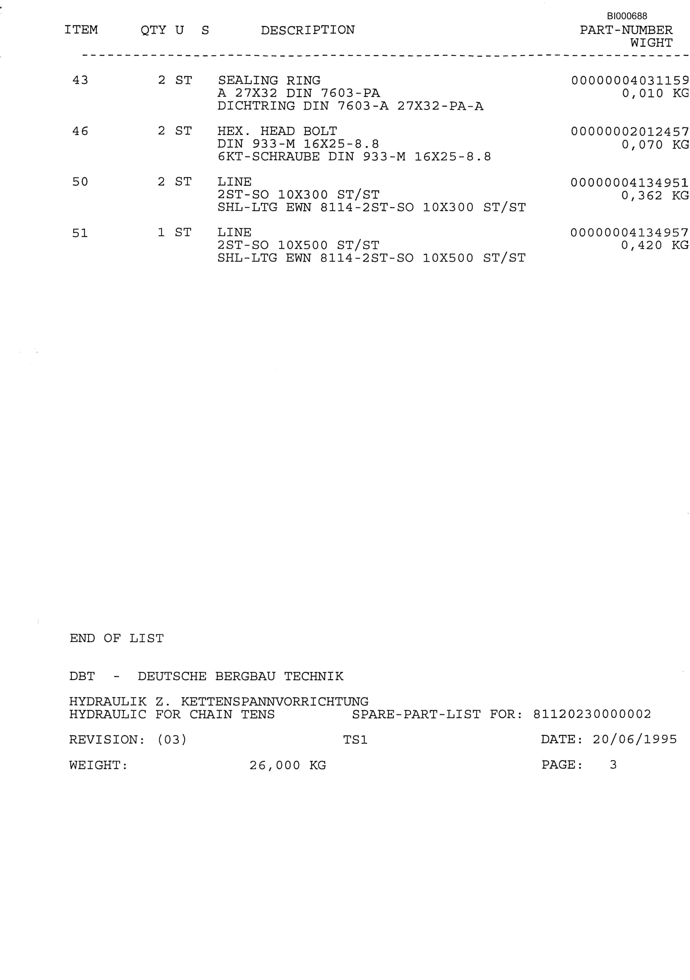 Bucyrus Drummond B5 Face Conveyor Parts Catalog BI000688-3