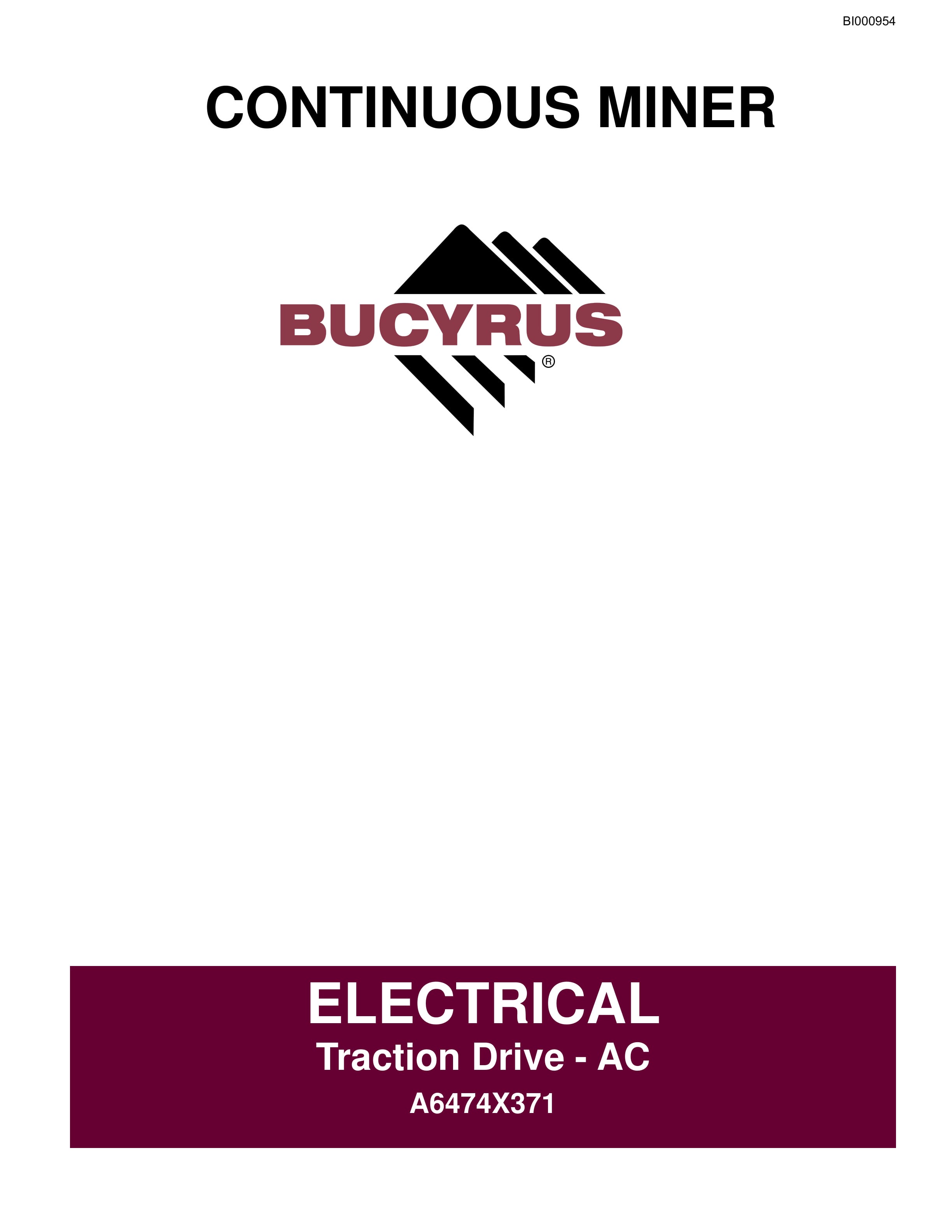 Bucyrus Electrical Continuous Miner Operation Manual BI000954