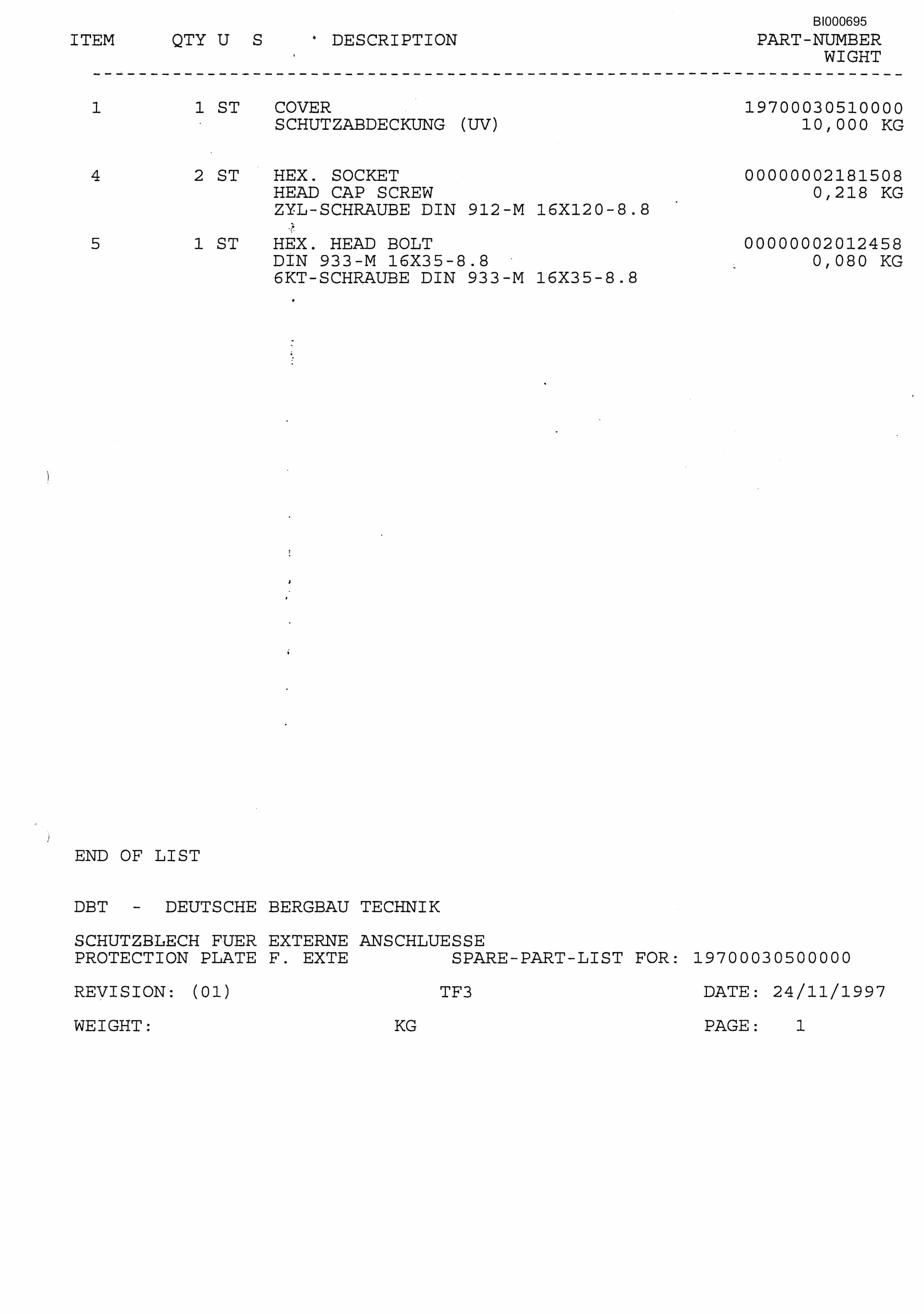 Bucyrus Emerald Parts Catalog BI000695-4