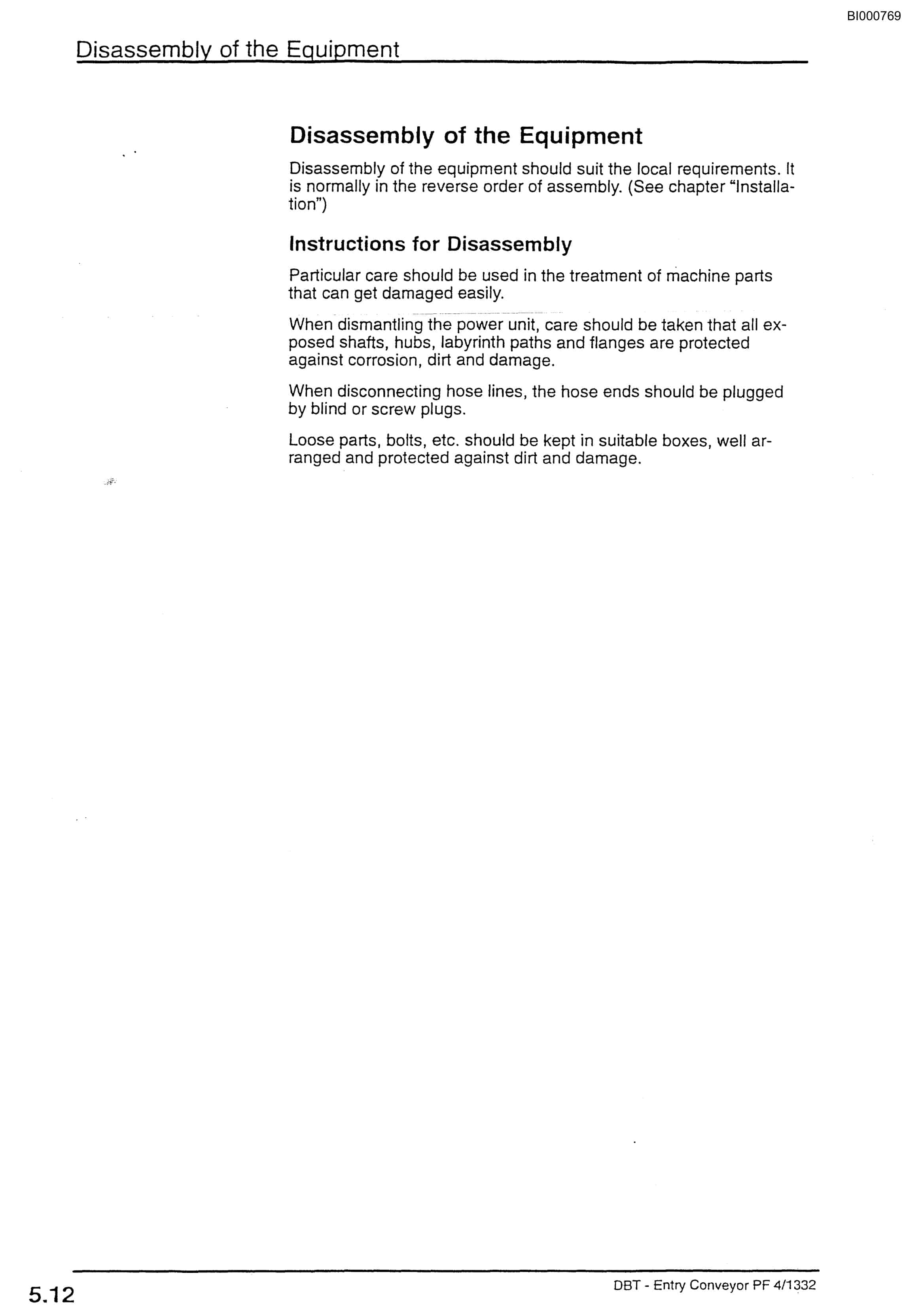 Bucyrus Entry Conveyor PF 4-1332 Technical Manual BI000769-5