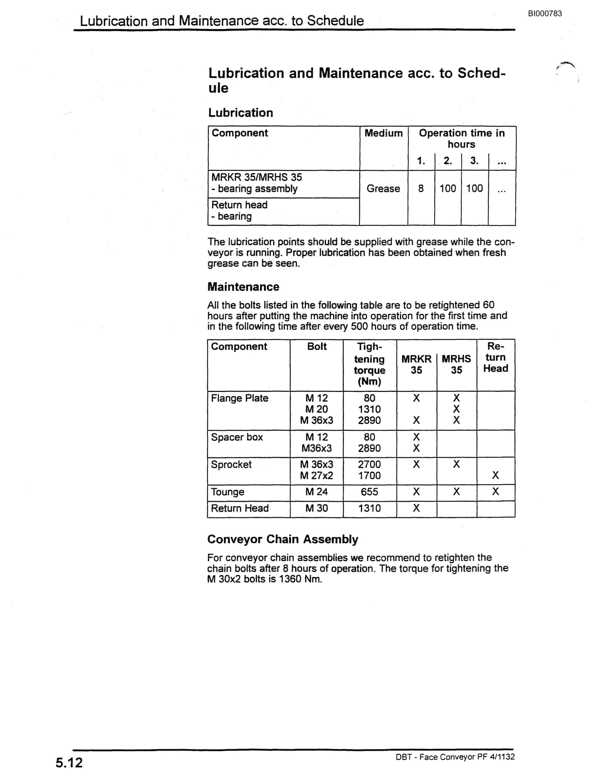 Bucyrus Face Conveyor PF 4-1132 Parts Catalog BI000783-5