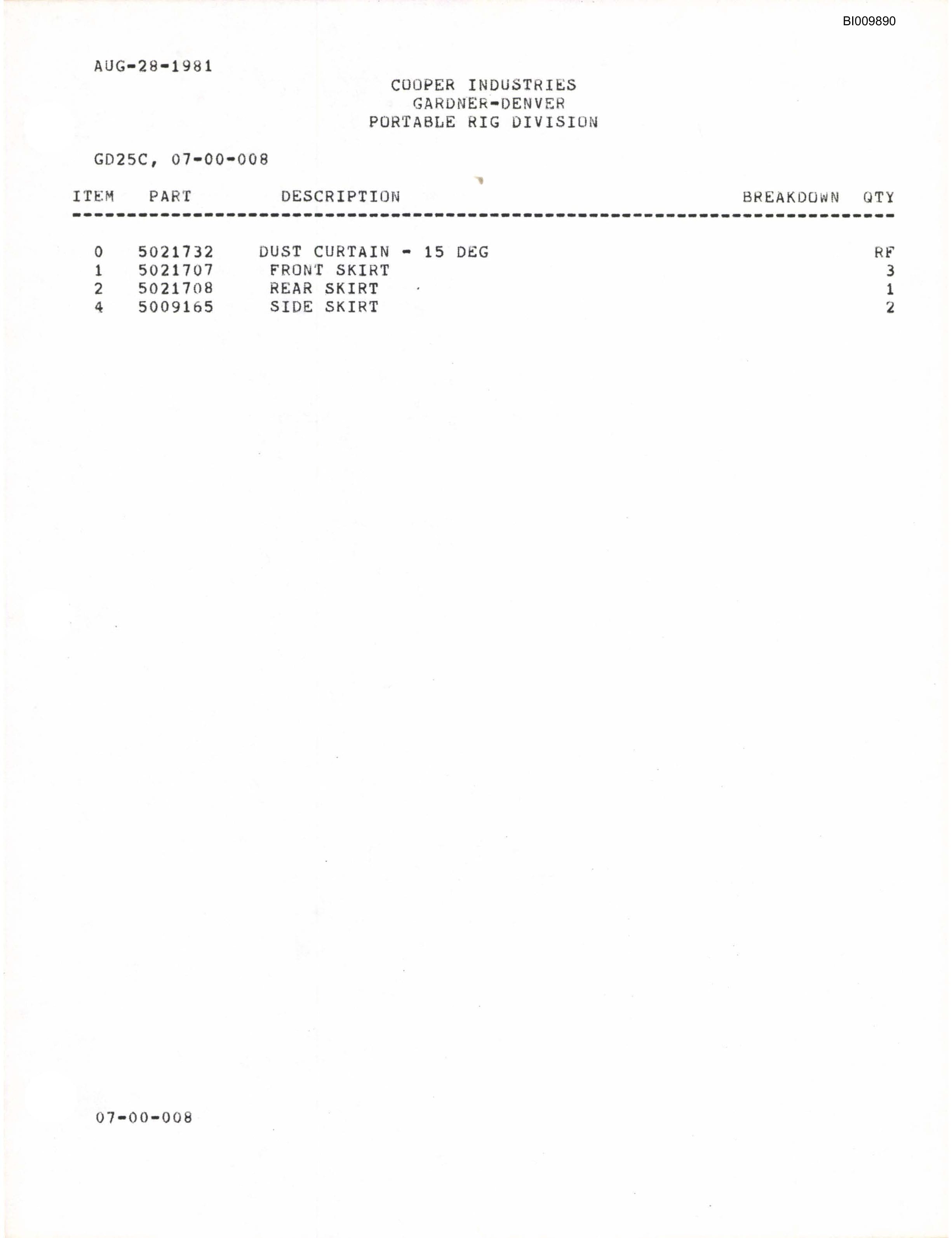 Bucyrus GD 25C Parts Catalog BI009890-2