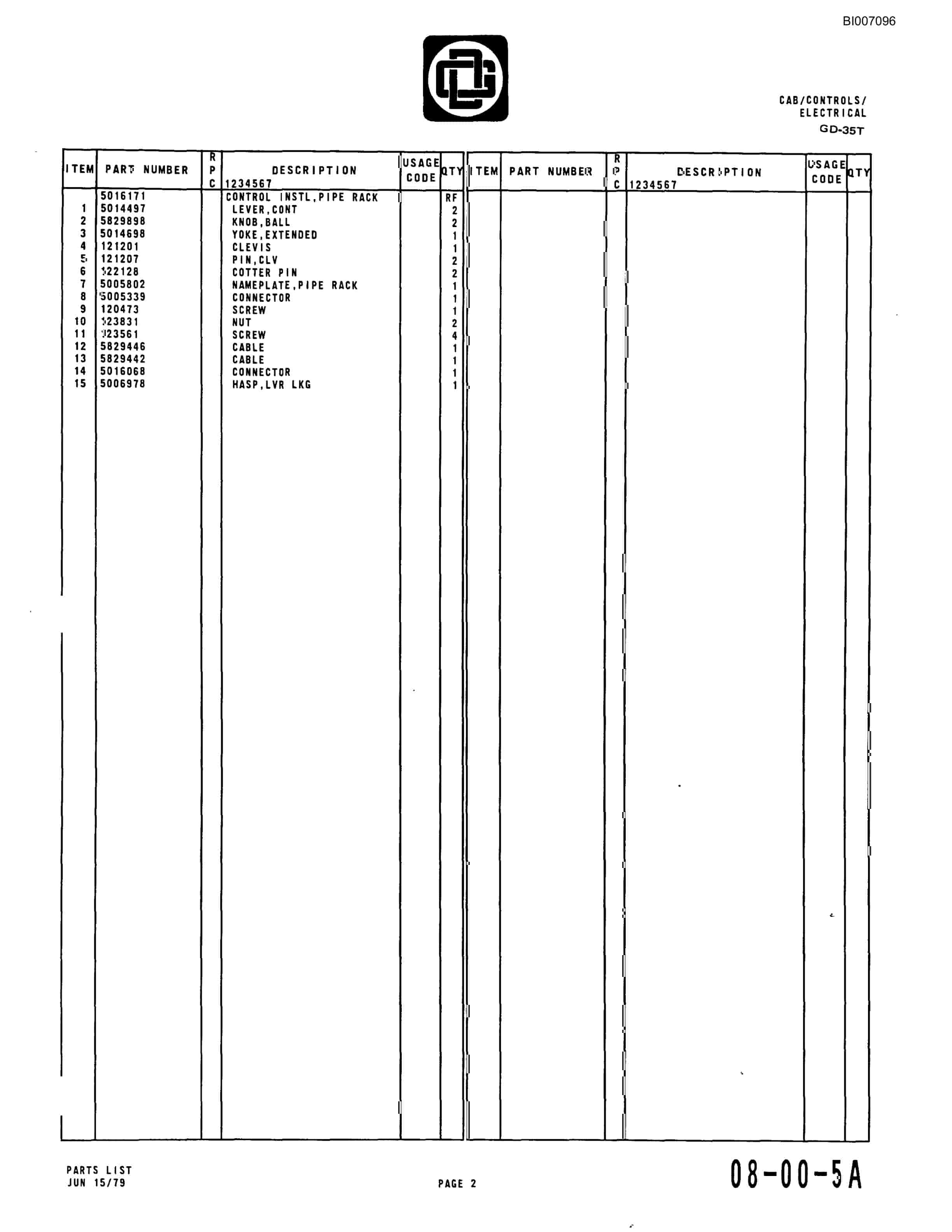 Bucyrus GD-35T Rotary Blasthole Drill Parts Catalog BI007096-3