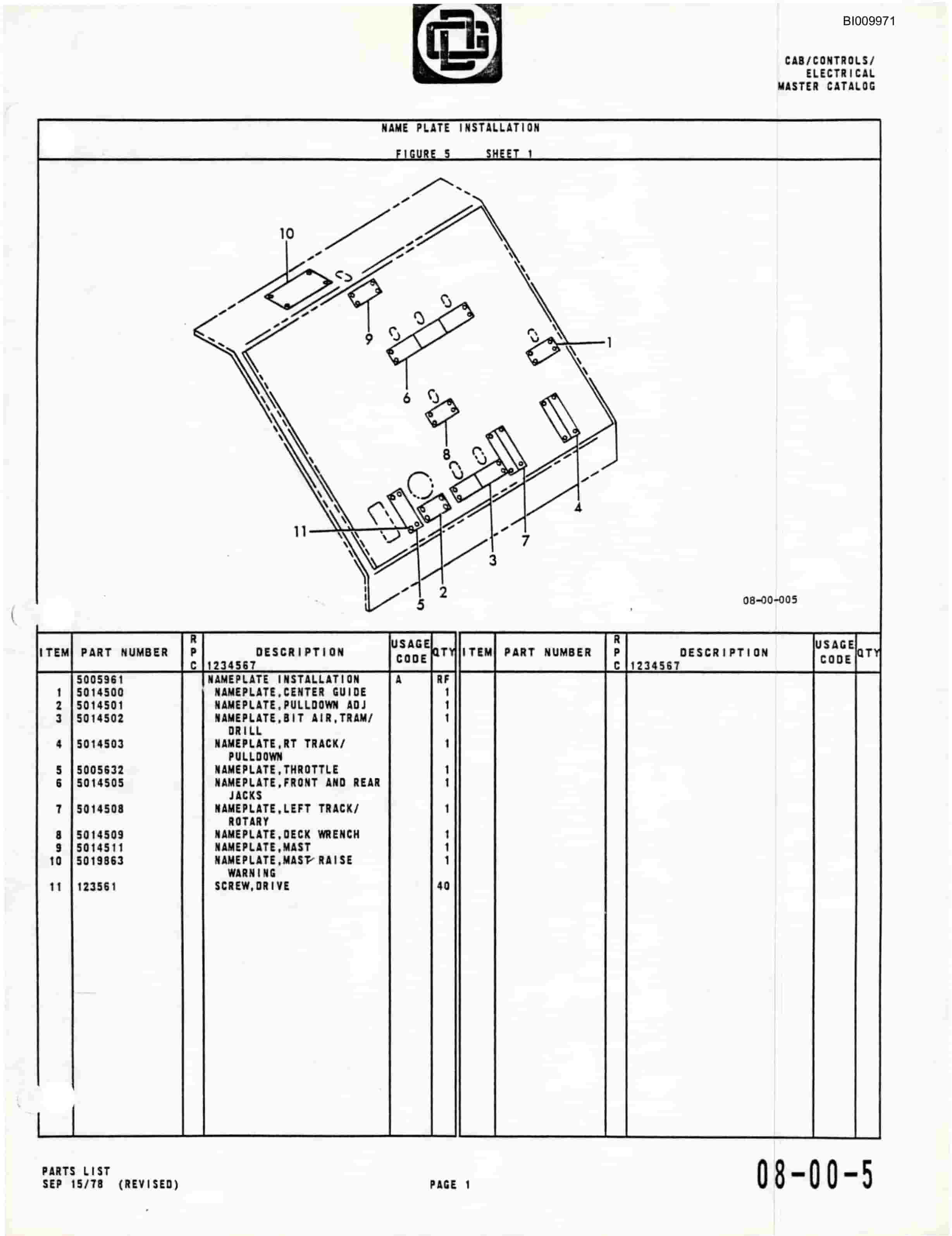 Bucyrus GD25C Parts Catalog BI009971-3