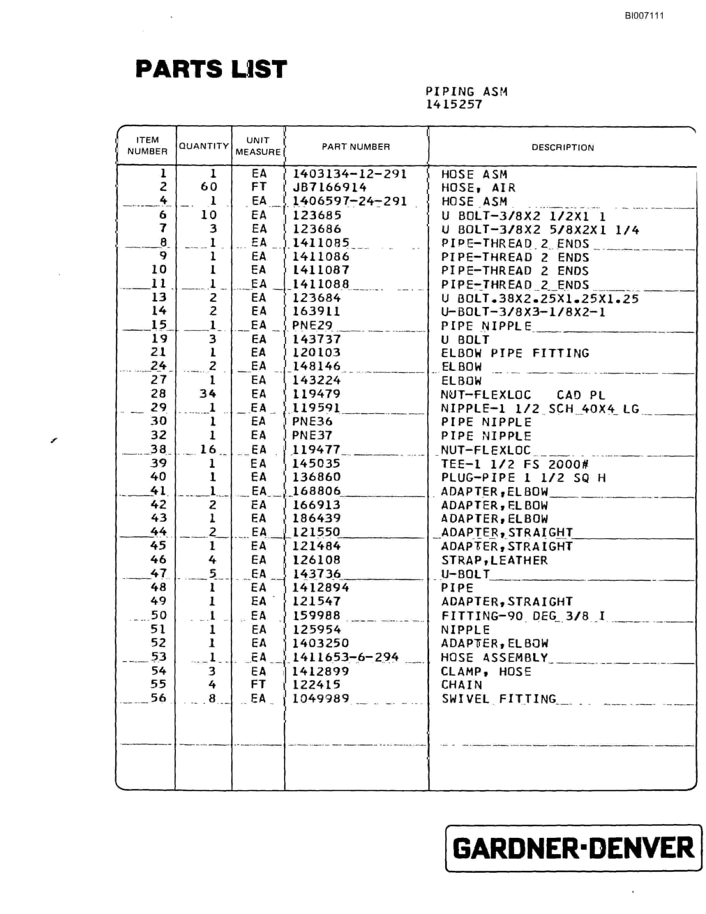 Bucyrus GD25C Rotary Blasthole Drill Parts Catalog BI007111-2