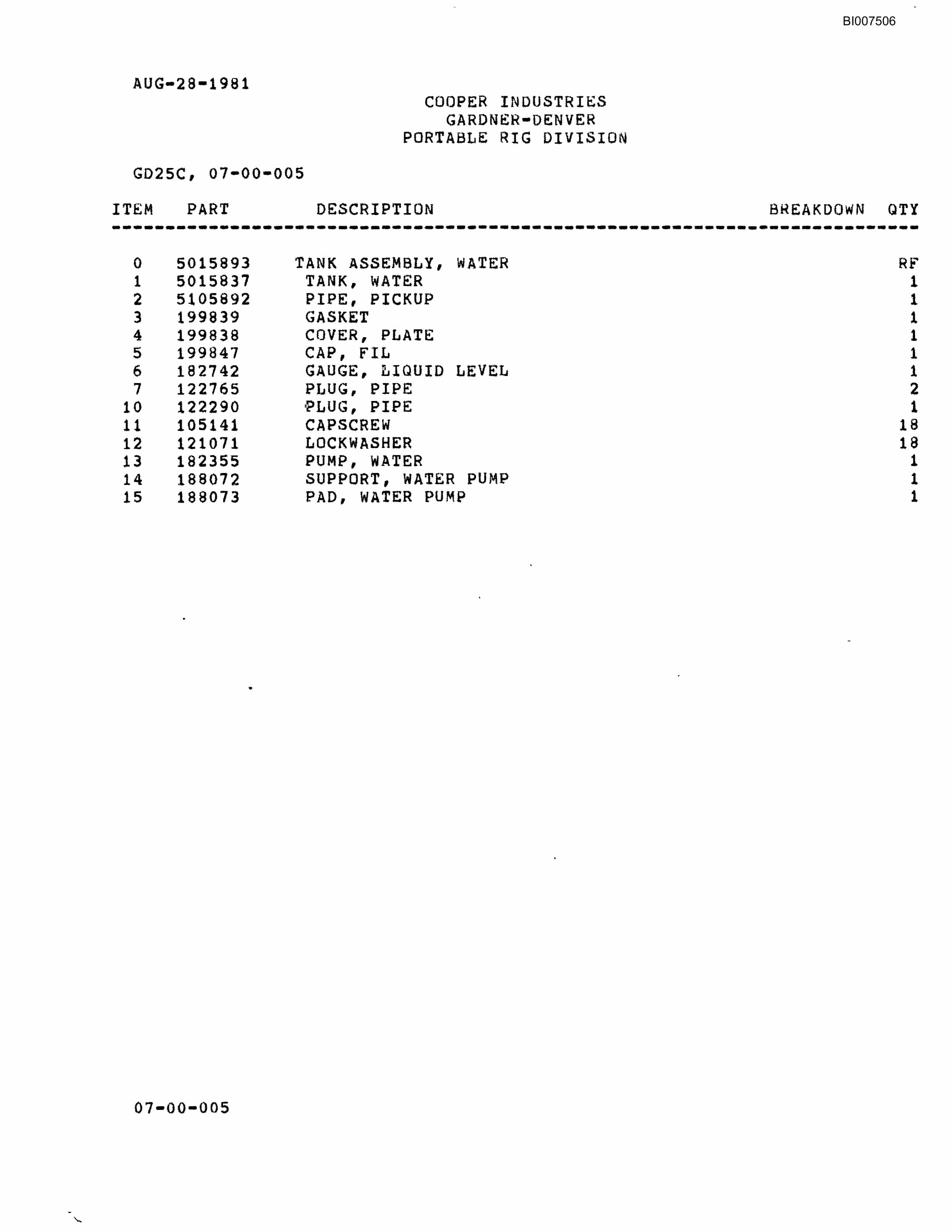 Bucyrus GD25C Rotary Blasthole Drill Parts Catalog BI007506-2