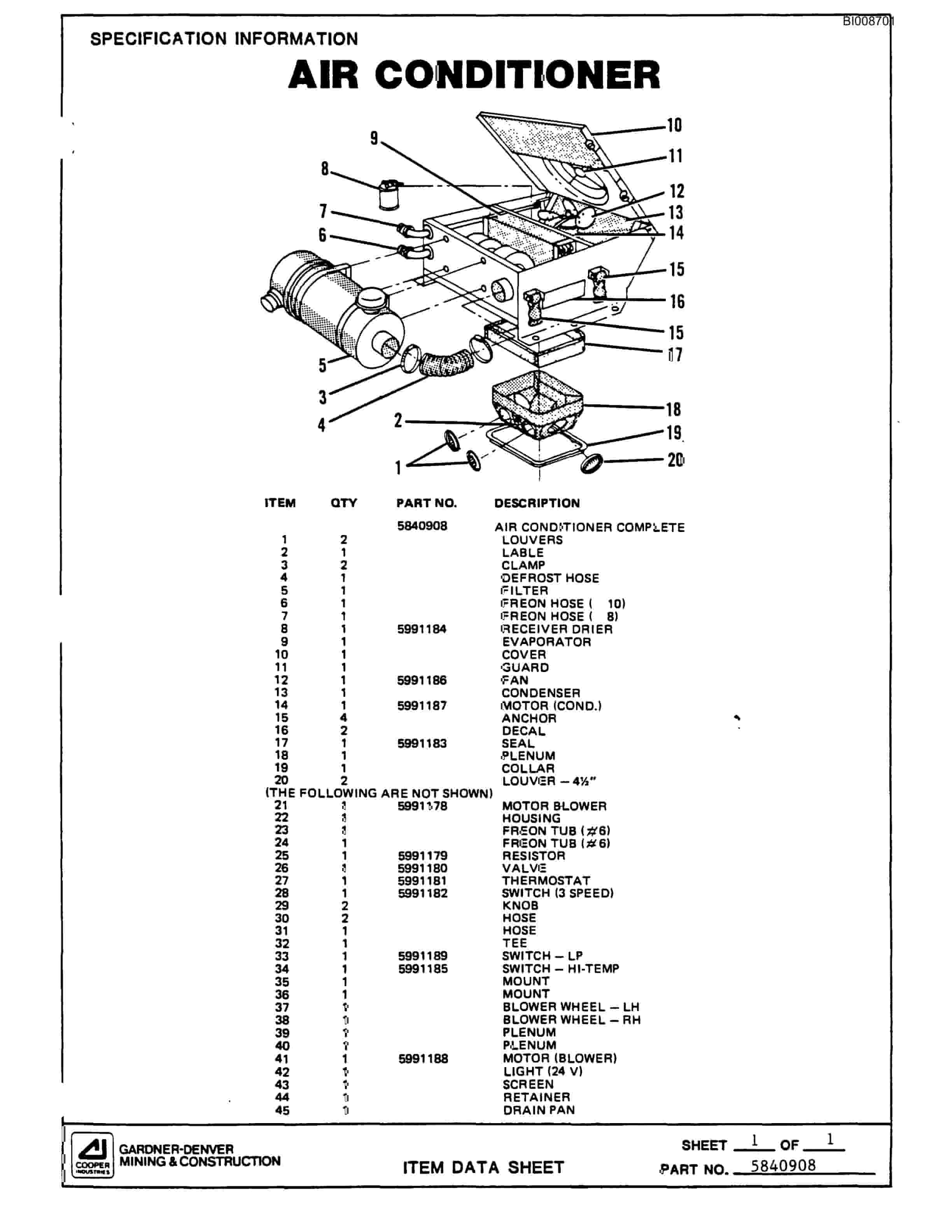Bucyrus GD25C Rotary Blasthole Drill Parts Catalog BI008701-5
