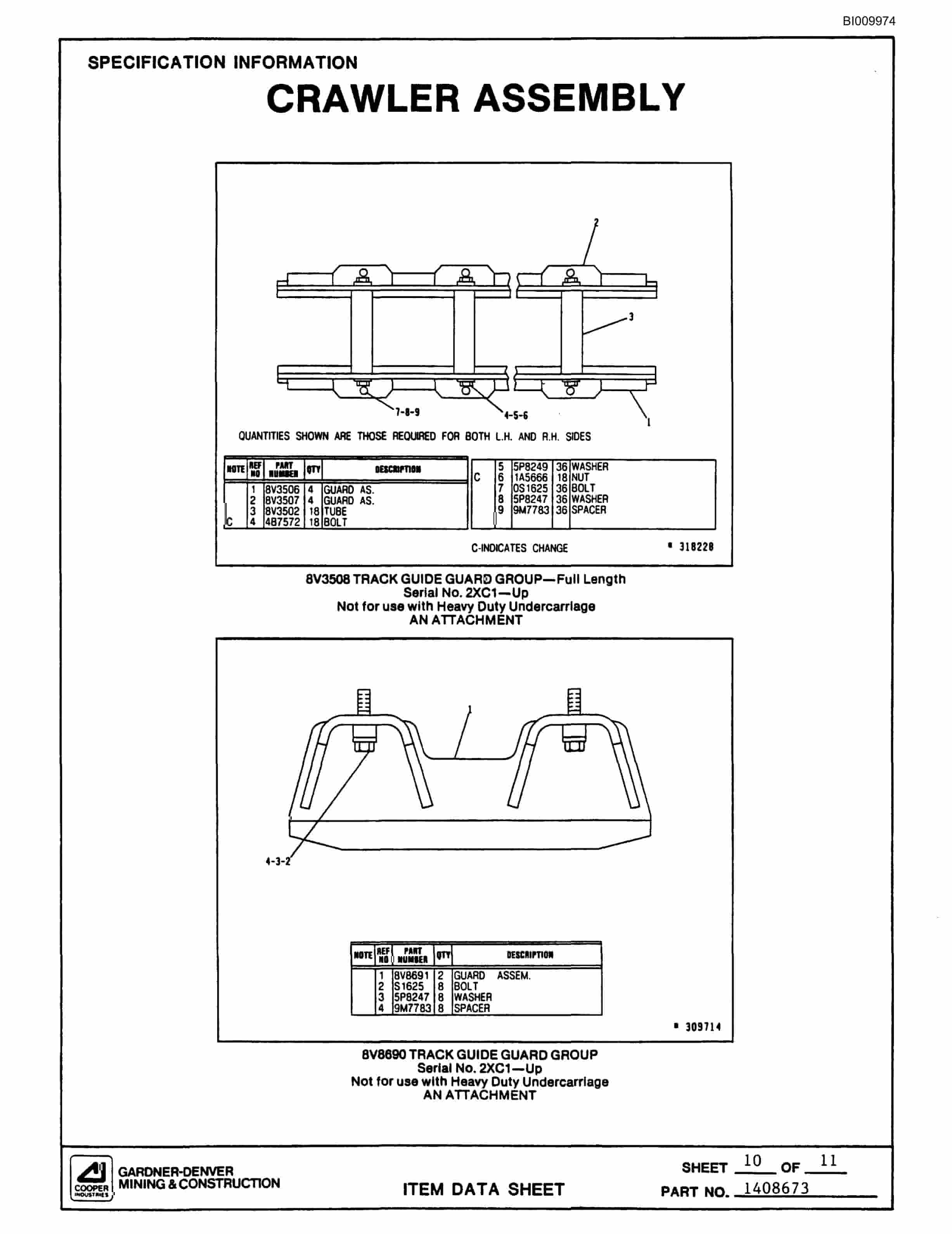 Bucyrus GD25C Small Rotary Blasthole Drill Parts Catalog BI009974-5