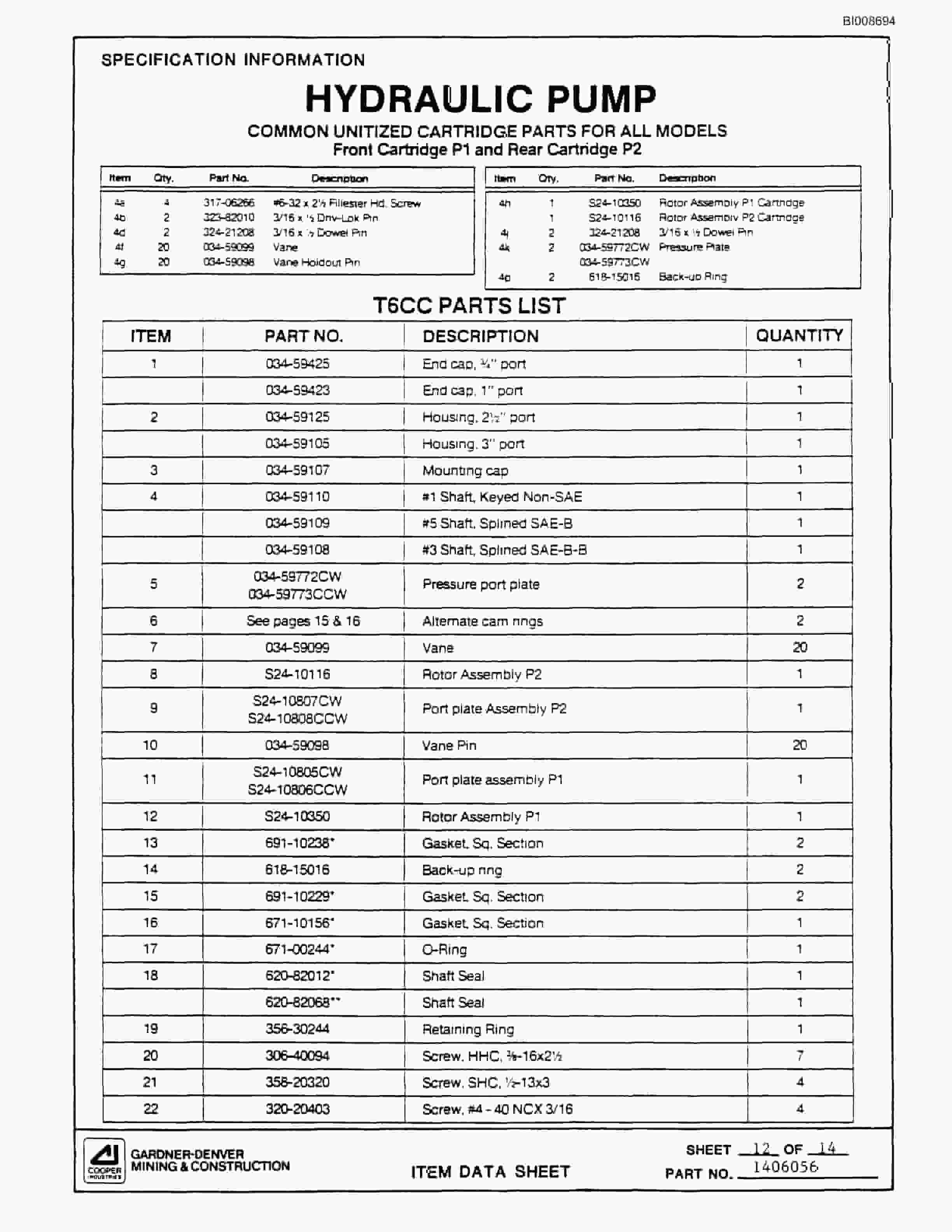 Bucyrus GD35B Parts Catalog BI008694-3