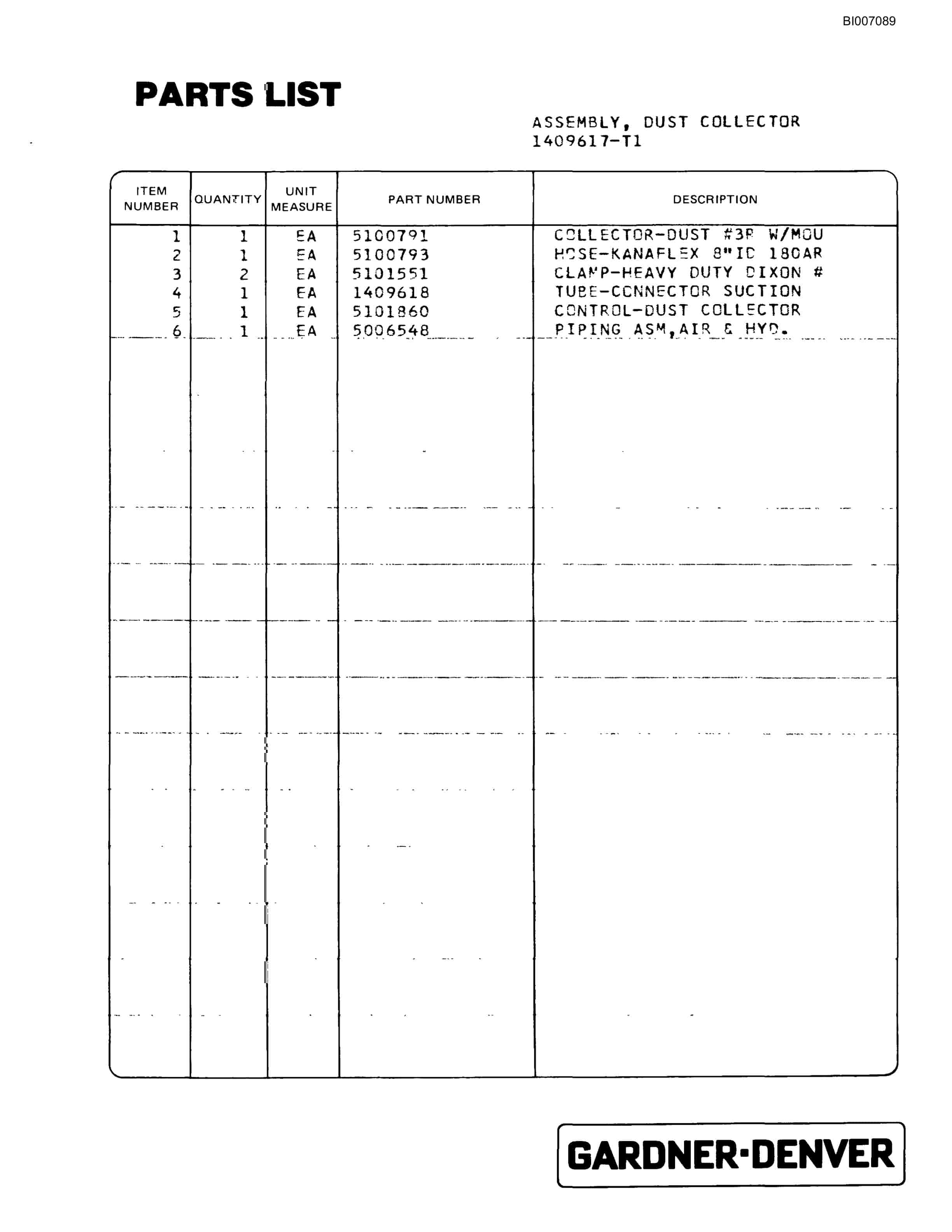 Bucyrus GD35B Rotary Blasthole Drill Parts Catalog BI007089-2