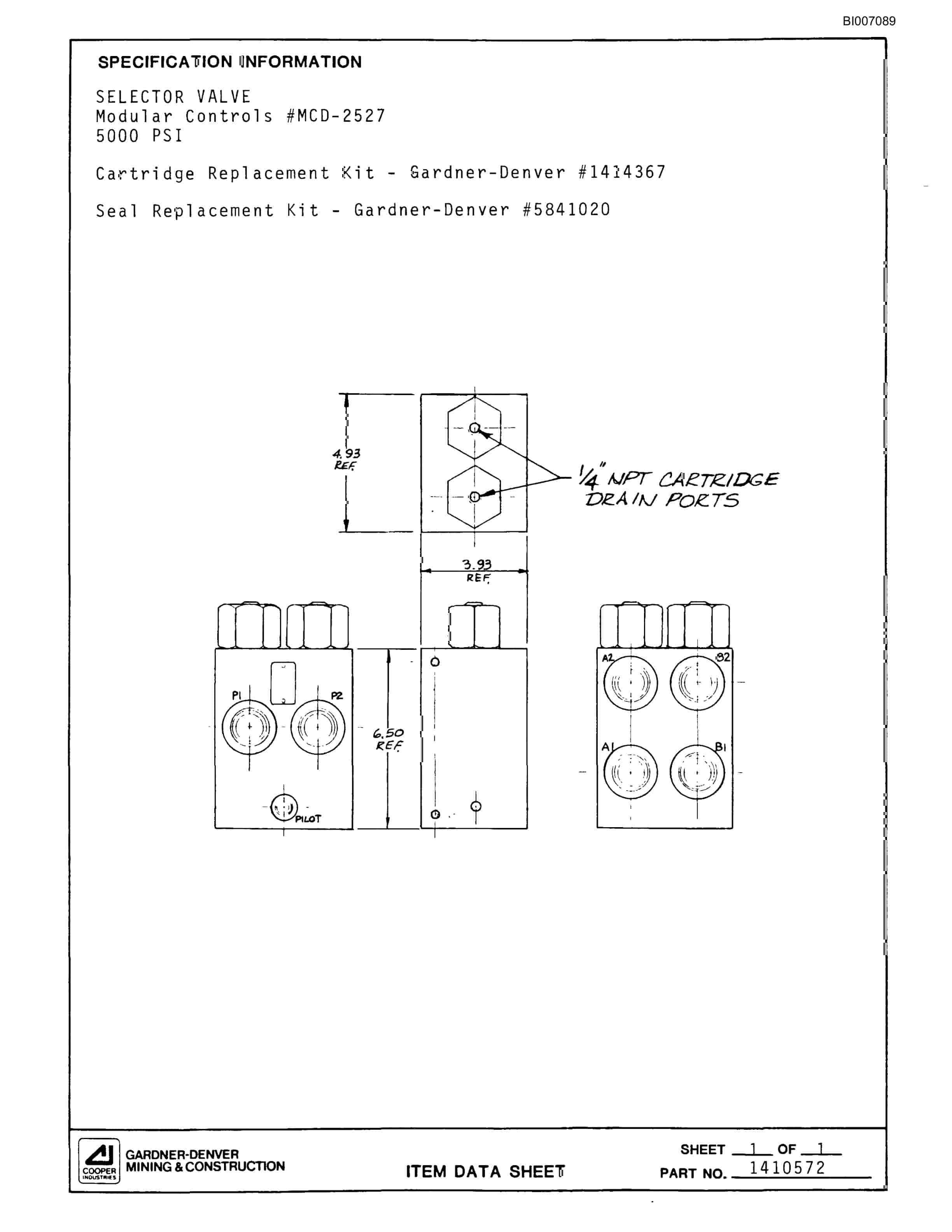 Bucyrus GD35B Rotary Blasthole Drill Parts Catalog BI007089-5
