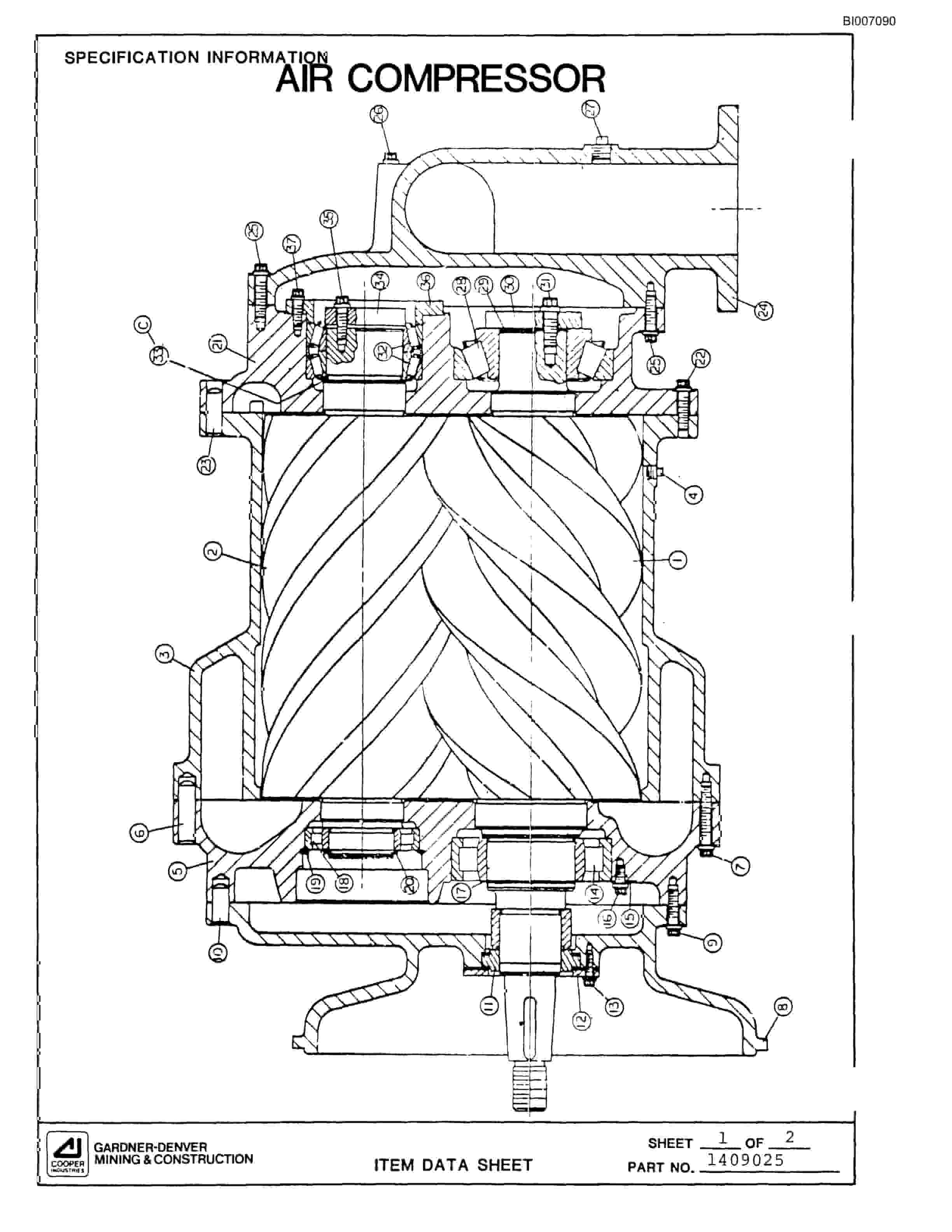 Bucyrus GD35B Rotary Blasthole Drill Parts Catalog BI007090-5