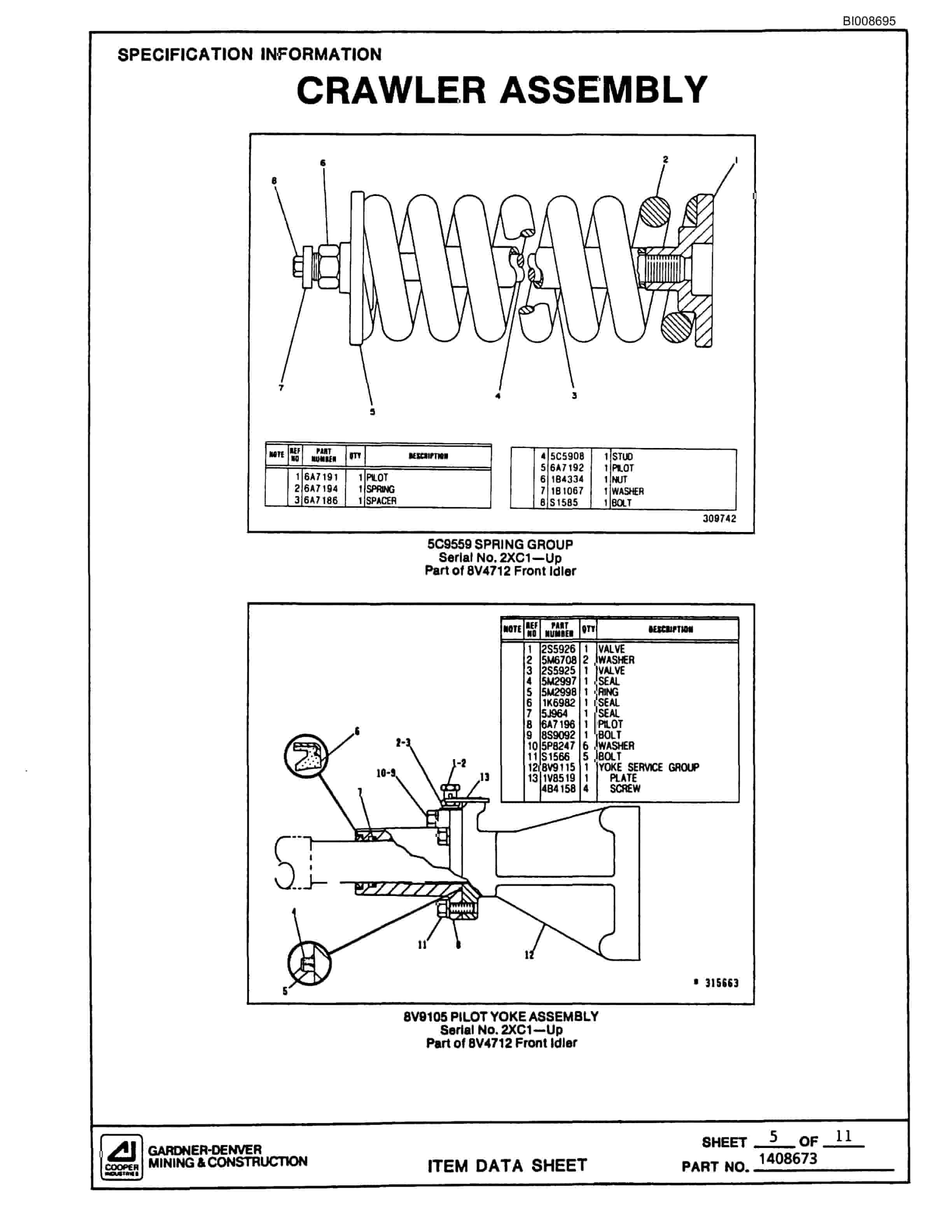 Bucyrus GD35B Rotary Blasthole Drill Parts Catalog BI008695-3