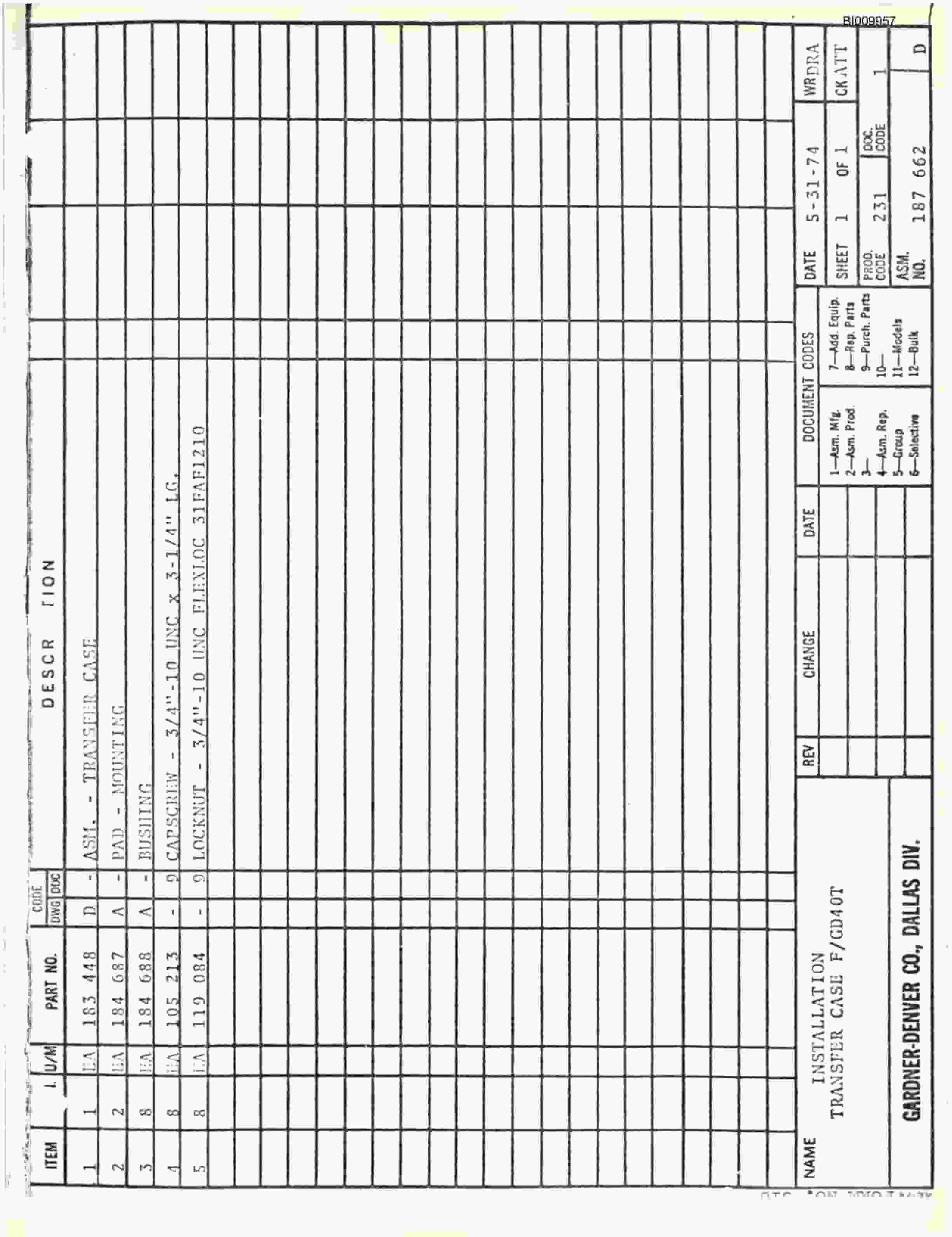 Bucyrus GD40T-2501 Parts Catalog BI009957-2
