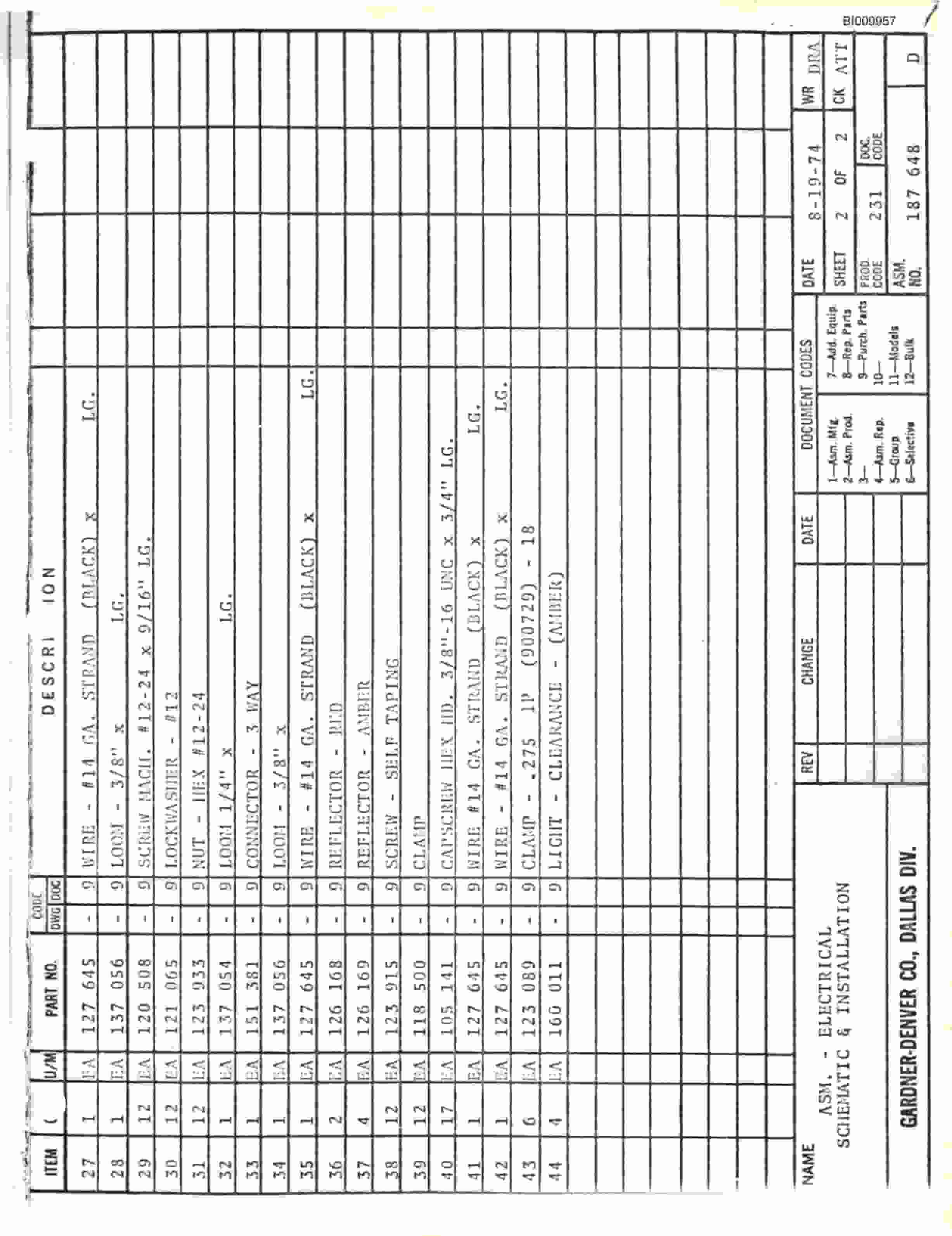 Bucyrus GD40T-2501 Parts Catalog BI009957-3