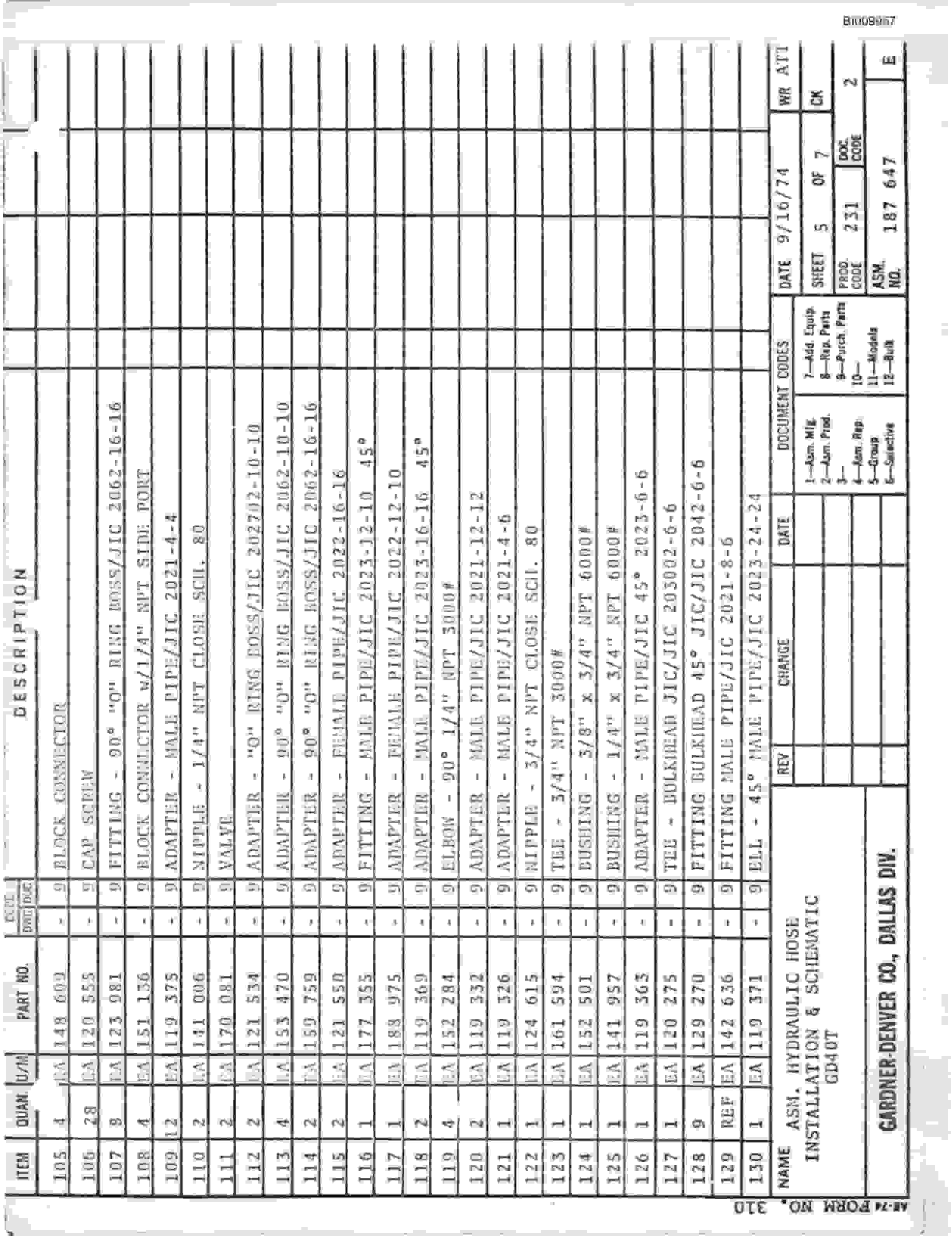 Bucyrus GD40T-2501 Parts Catalog BI009957-4
