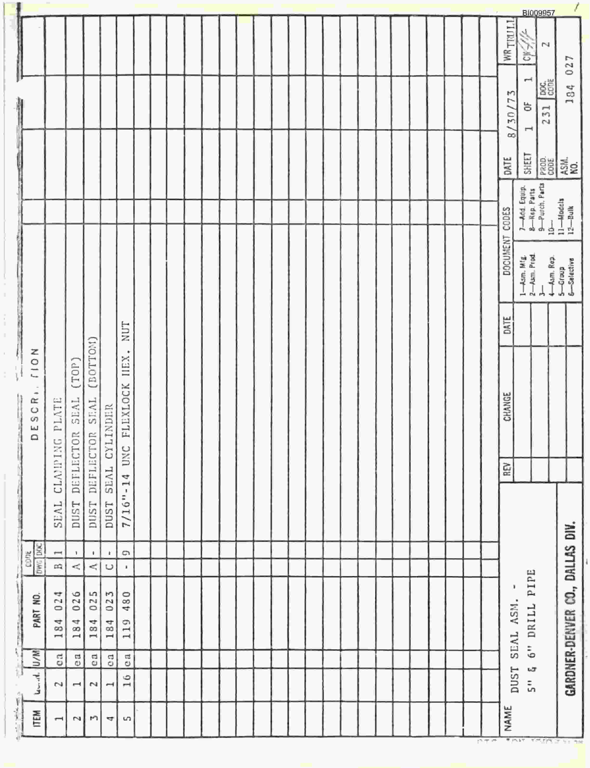 Bucyrus GD40T-2501 Parts Catalog BI009957-5