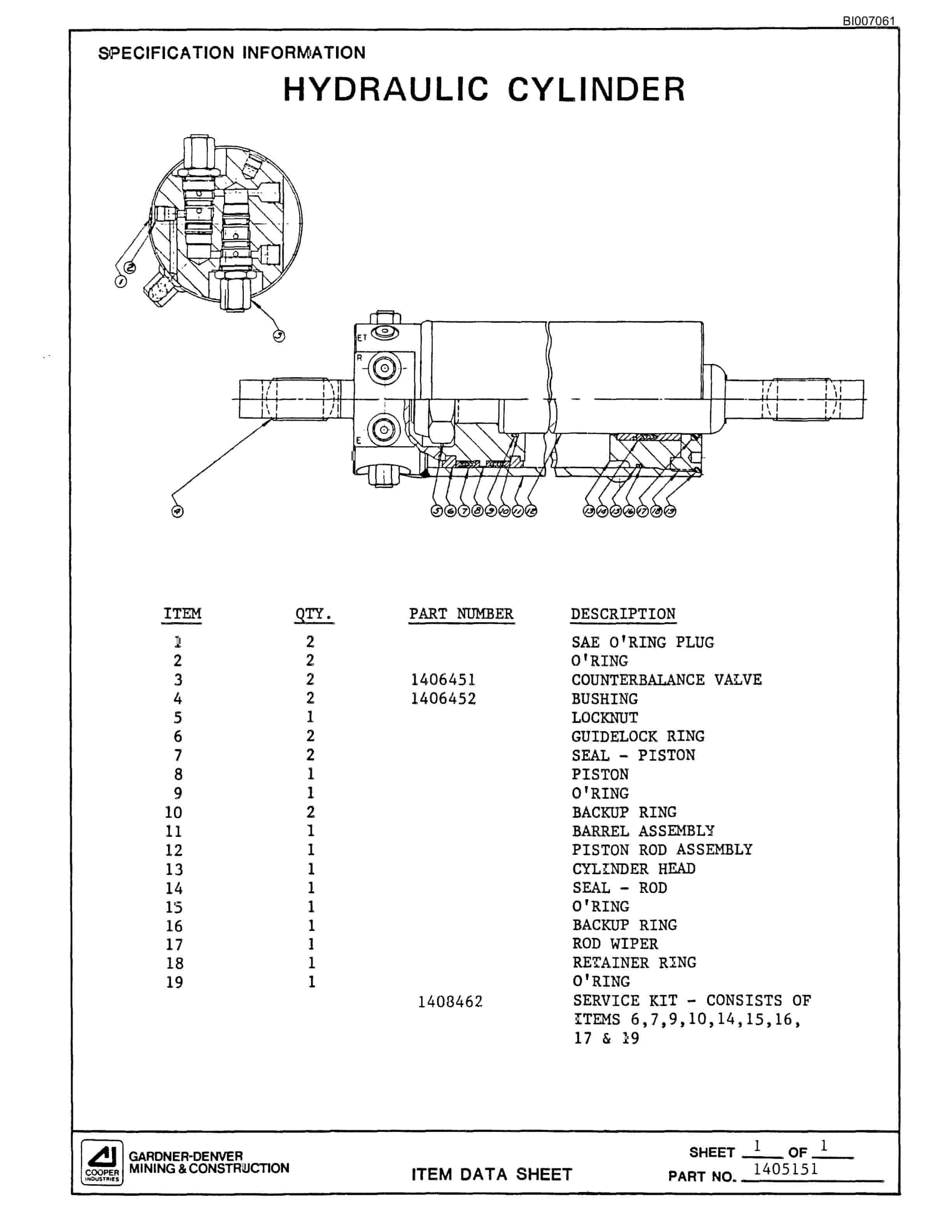 Bucyrus GD45B Rotary Blasthole Drill Parts Catalog BI007061-3
