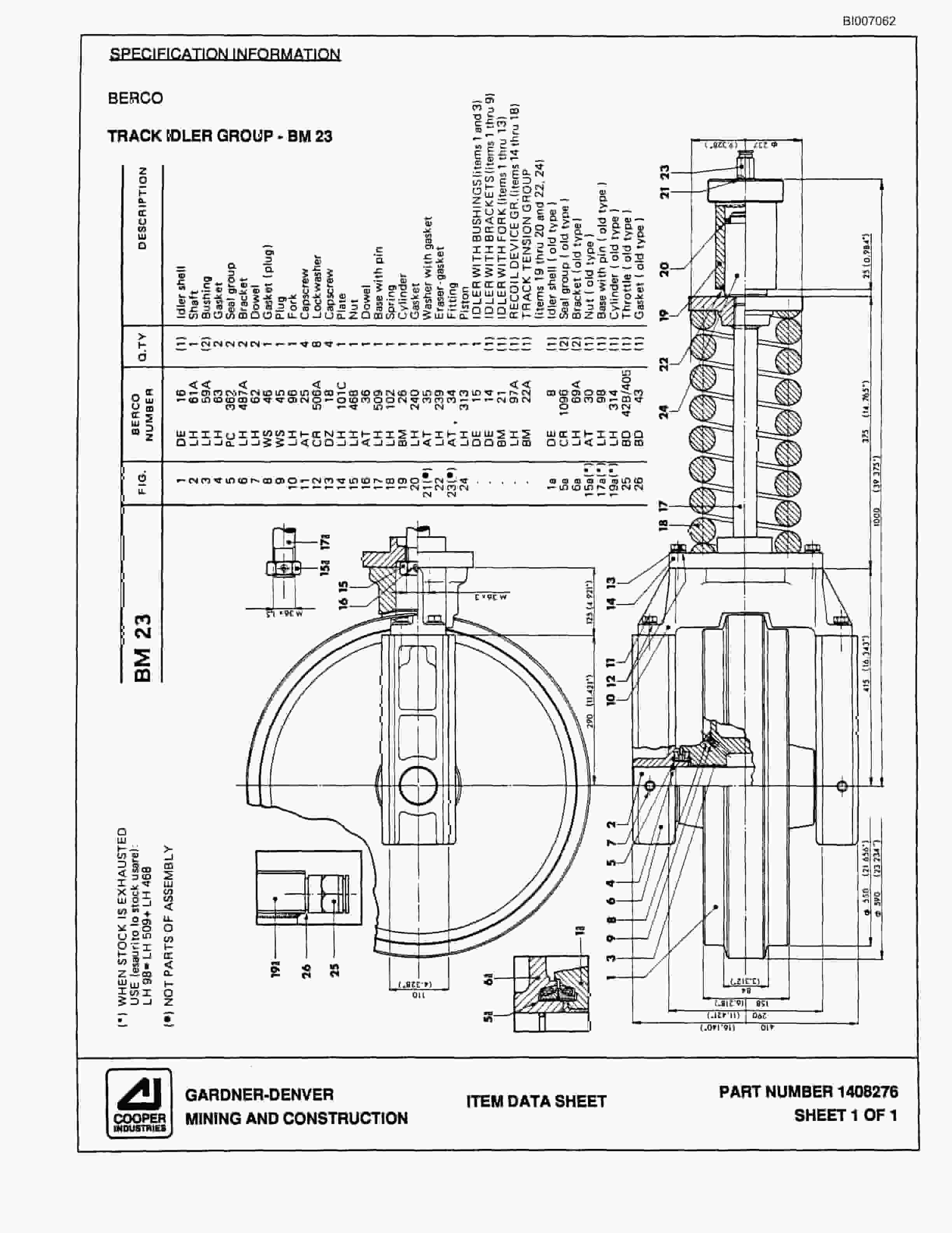 Bucyrus GD45B Rotary Blasthole Drill Parts Catalog BI007062-4