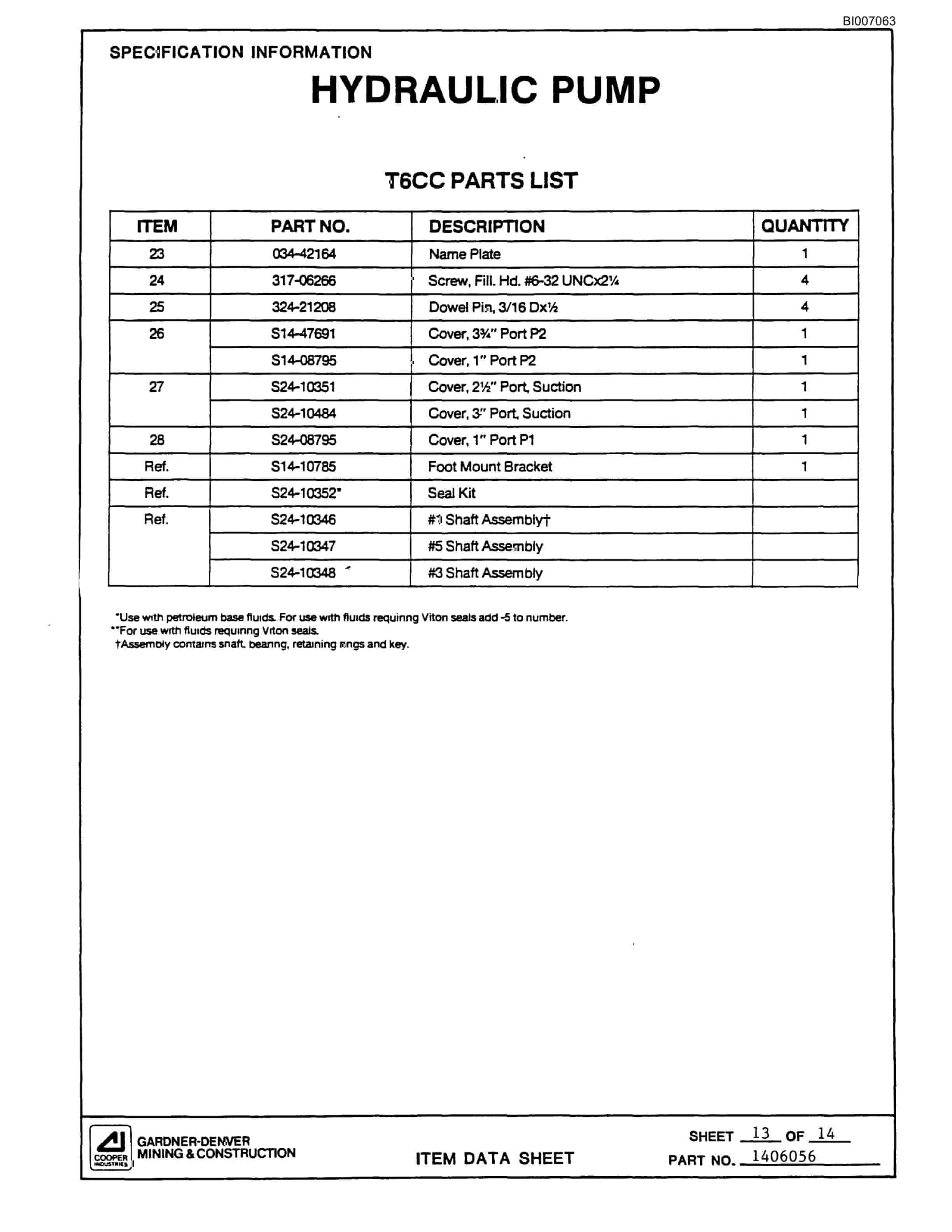 Bucyrus GD45B Rotary Blasthole Drill Parts Catalog BI007063-3