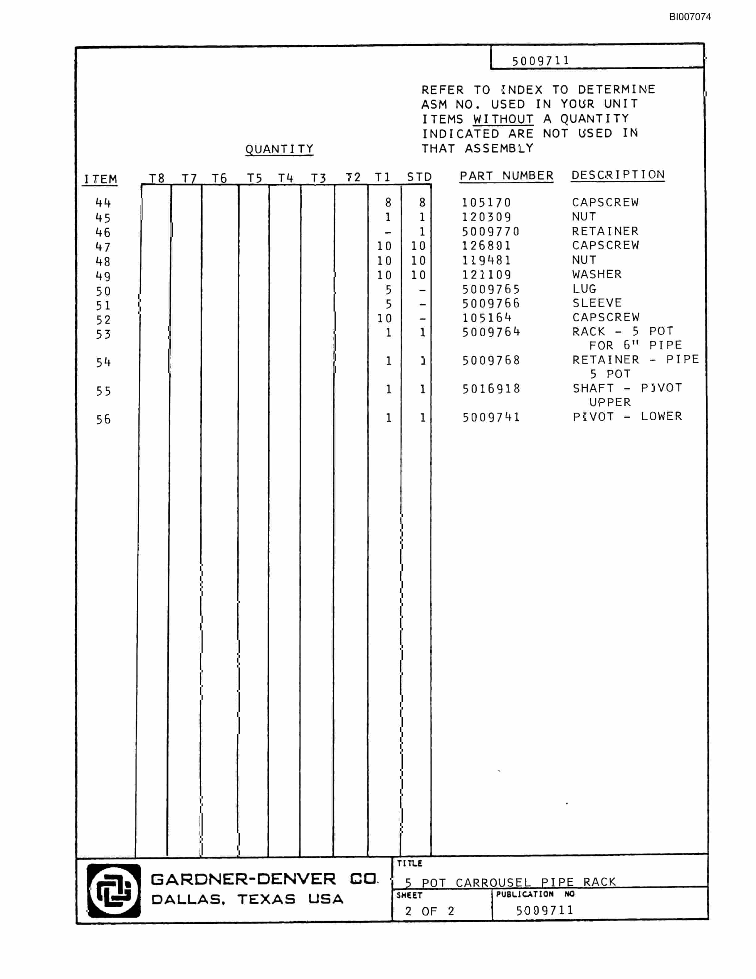 Bucyrus GD45C Parts Catalog BI007074-2