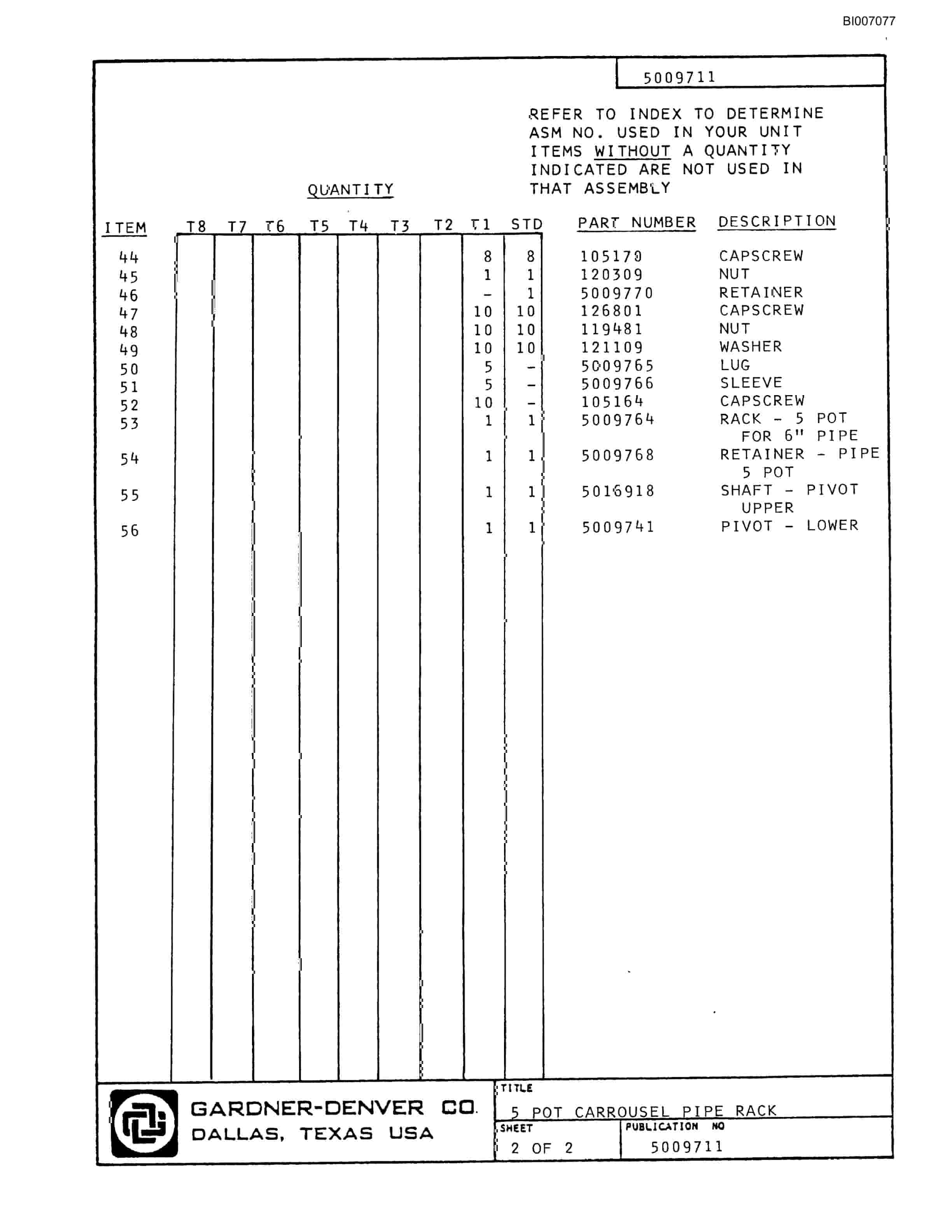 Bucyrus GD45C Parts Catalog BI007077-2