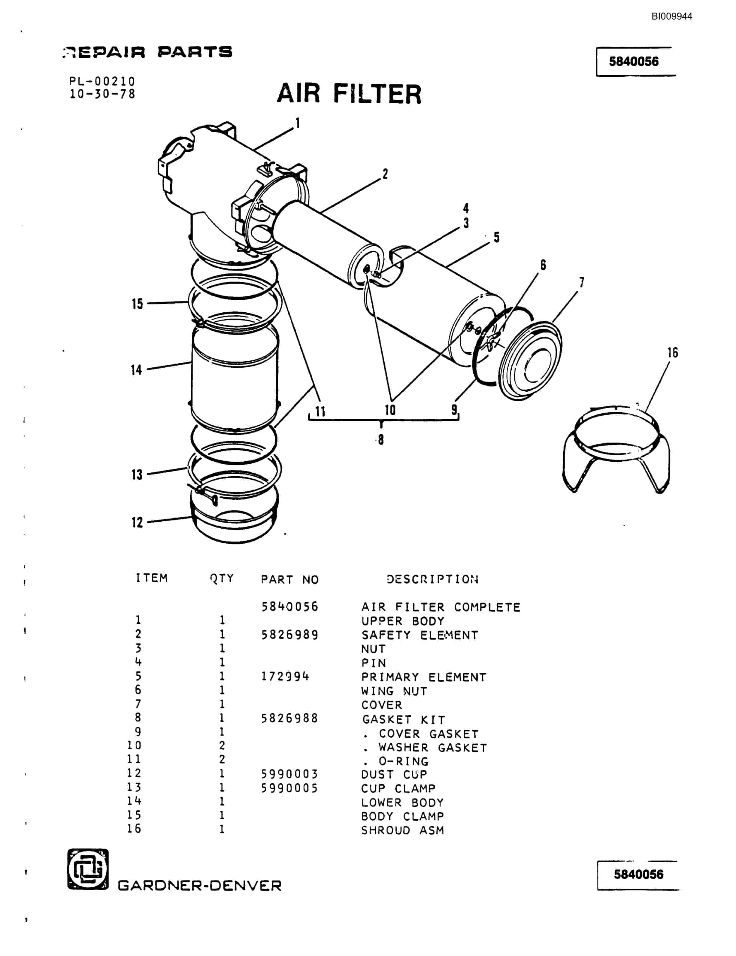 Bucyrus GD45C Parts Catalog BI009944-4