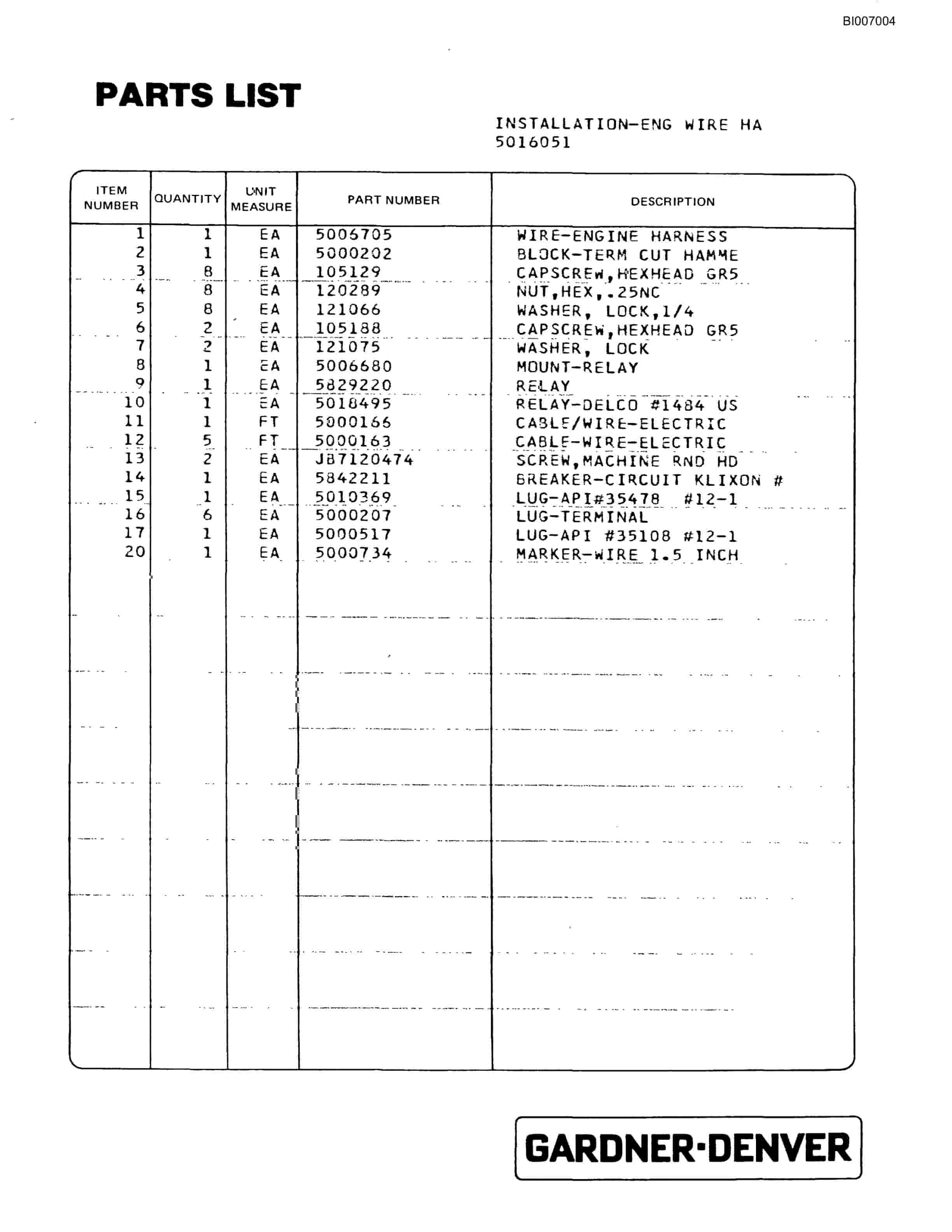 Bucyrus GD45C Rotary Blasthole Drill Parts Catalog BI007004-4