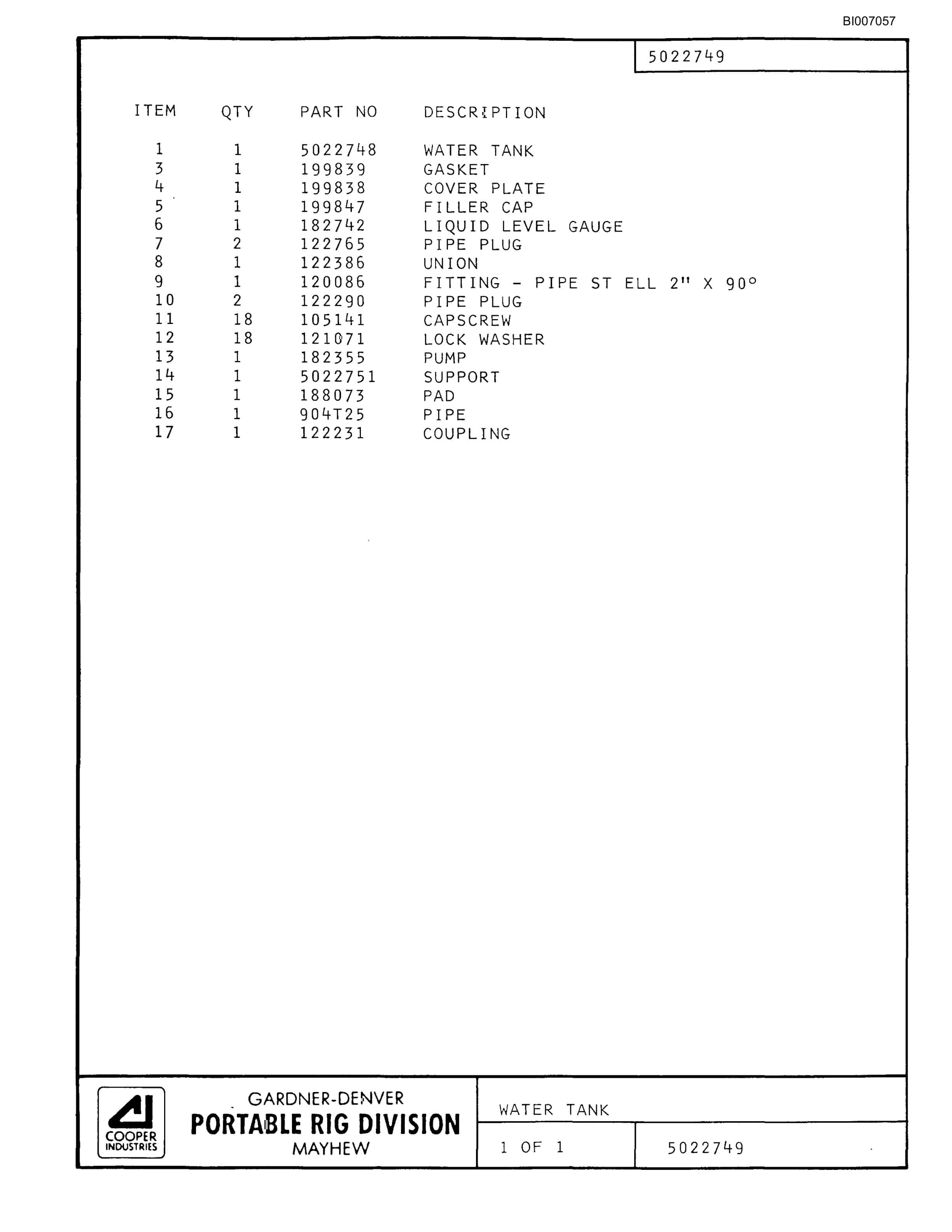 Bucyrus GD45C Rotary Blasthole Drill Parts Catalog BI007057-5