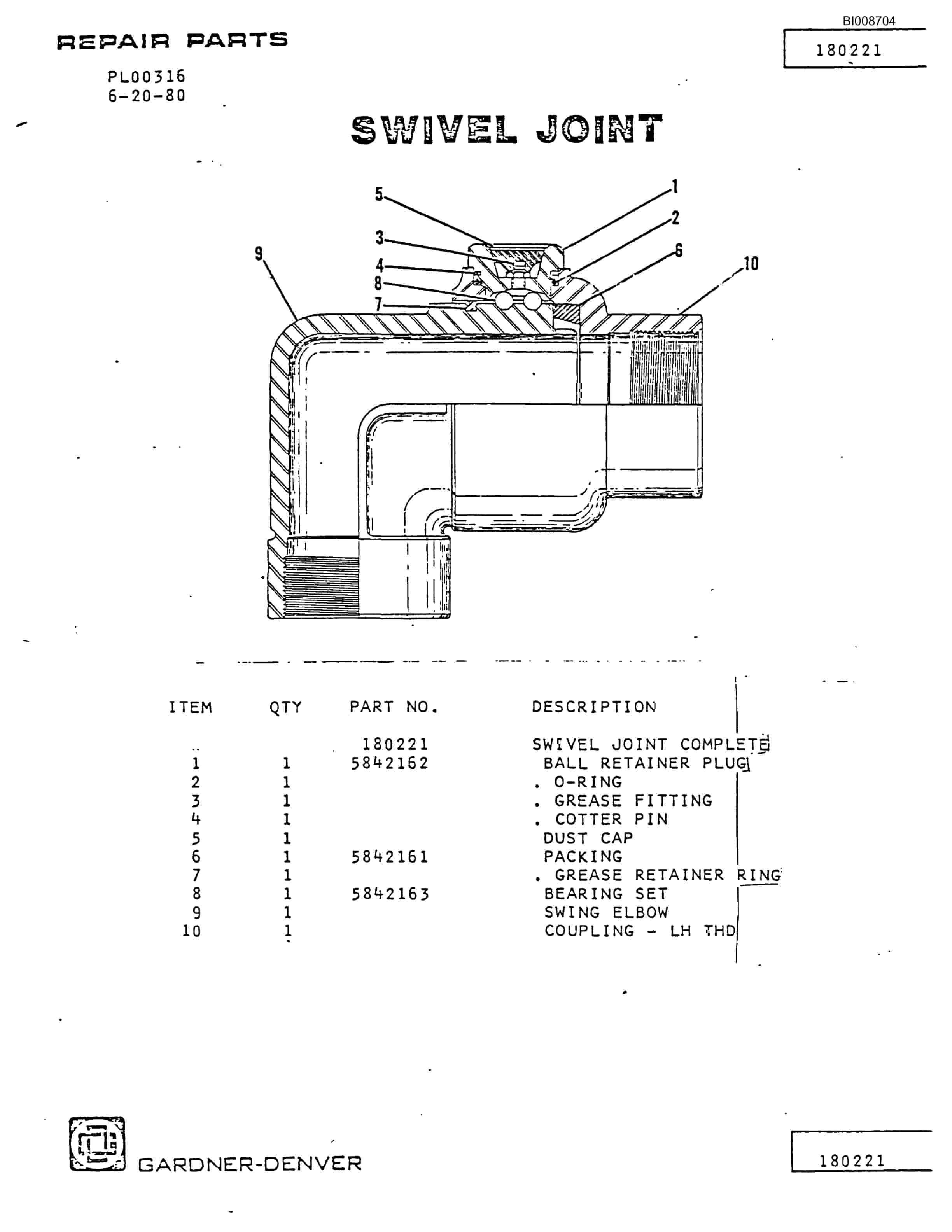 Bucyrus GD45C Rotary Blasthole Drill Parts Catalog BI008704-2