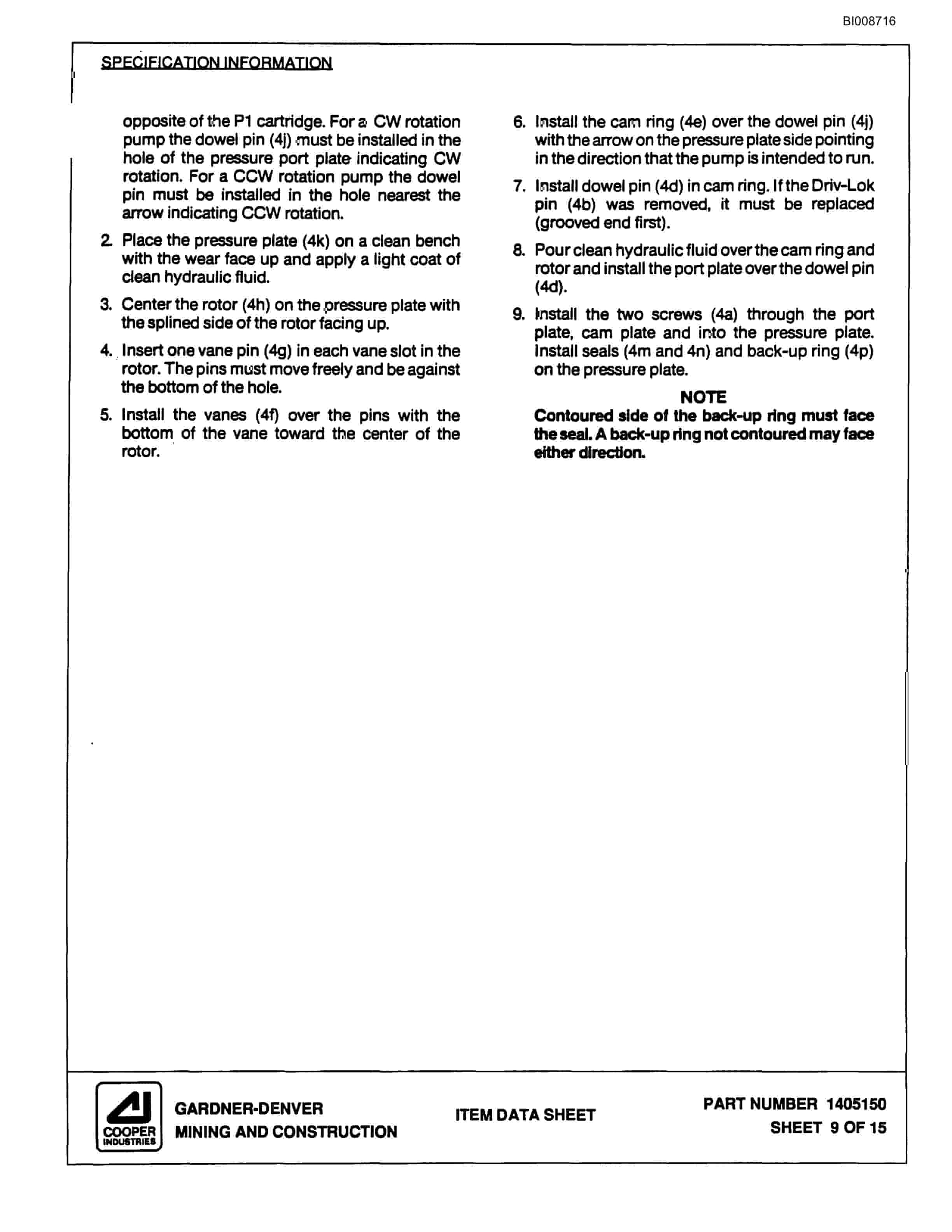 Bucyrus GD45C Rotary Blasthole Drill Parts Catalog BI008716-3