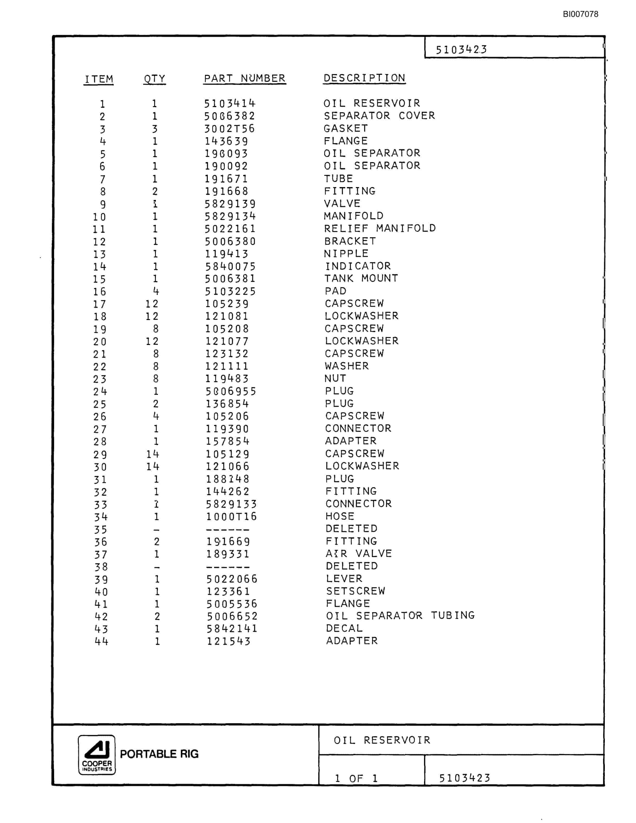 Bucyrus GD45CHP Parts Catalog BI007078-4