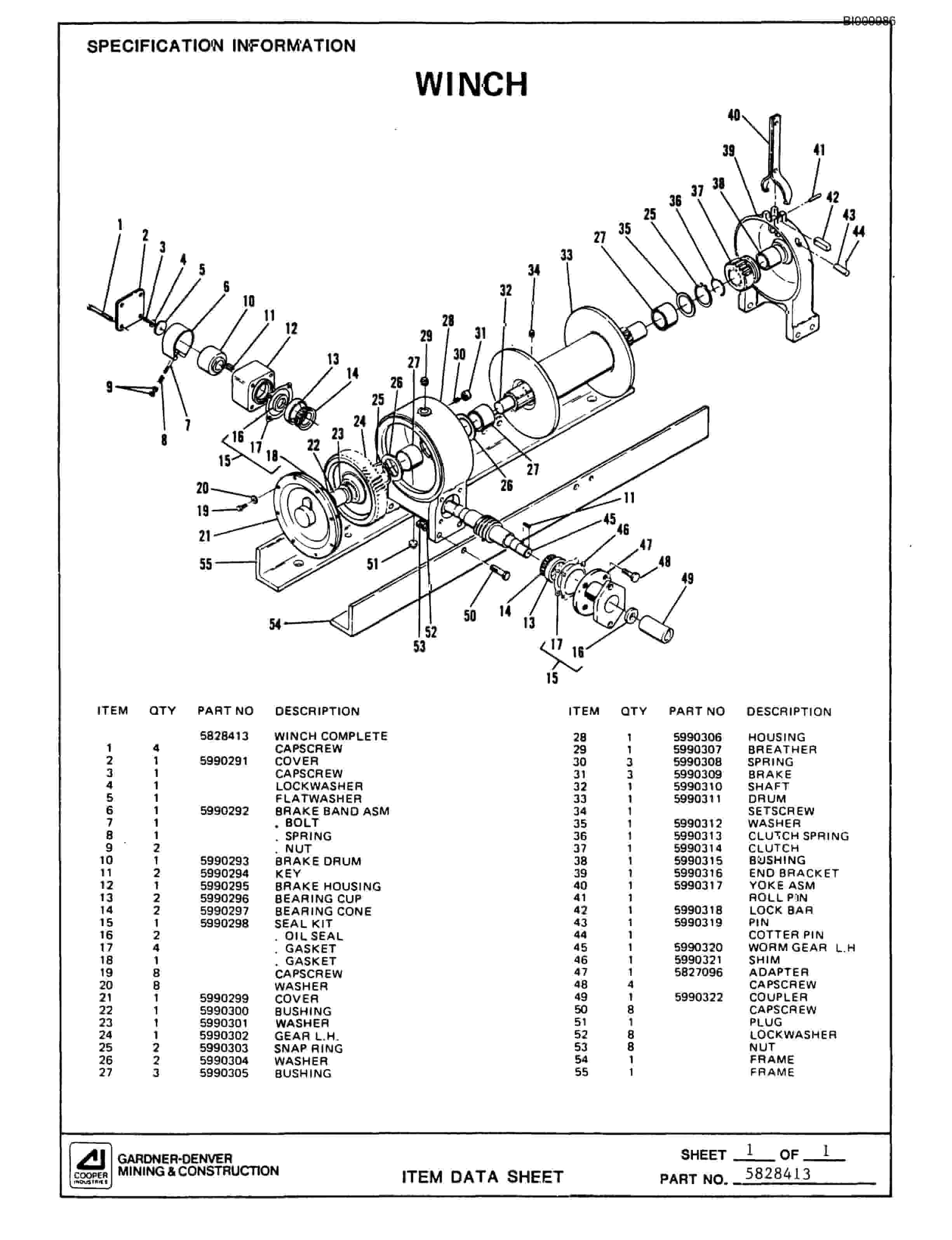 Bucyrus GDC1HP Small Rotary Blasthole Drill Parts Catalog BI009986-5