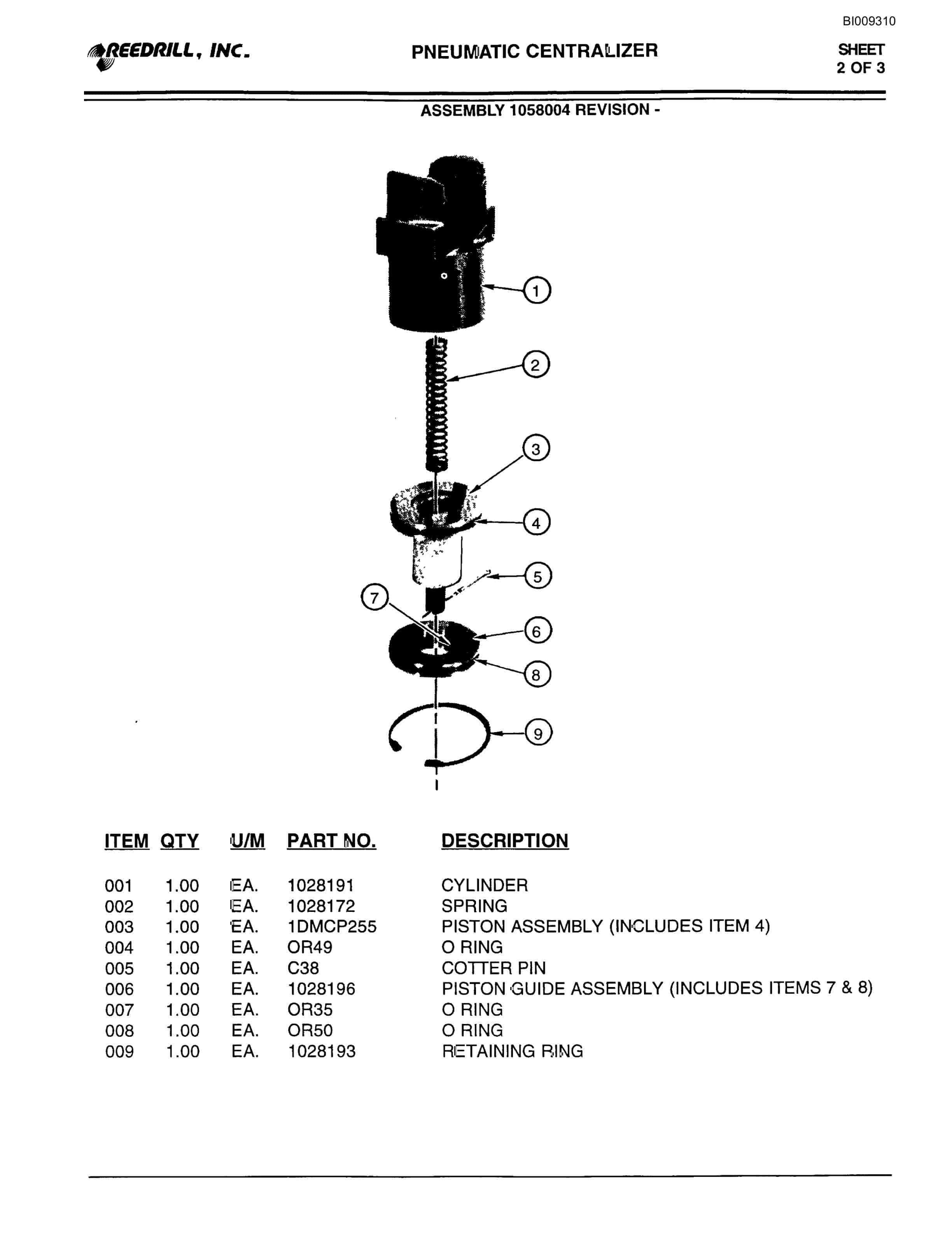 Bucyrus GDC1P Pneumatic Long Hole Jumbo Parts Catalog BI009310-4