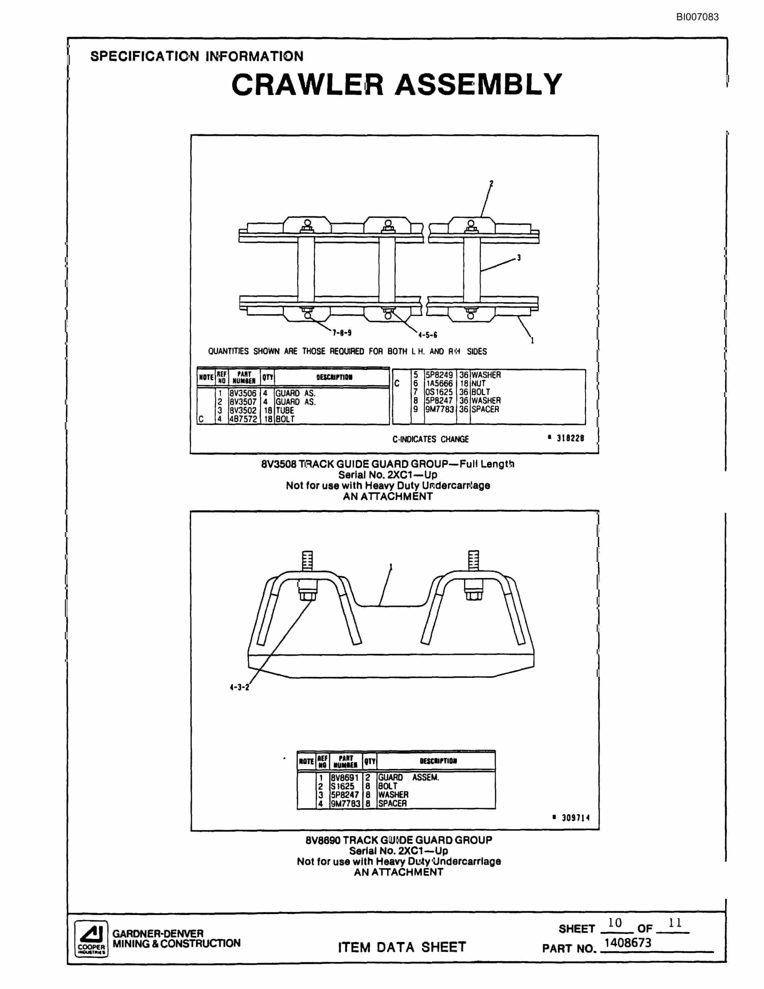Bucyrus GDC2HP-25004 Parts Catalog BI007083-4