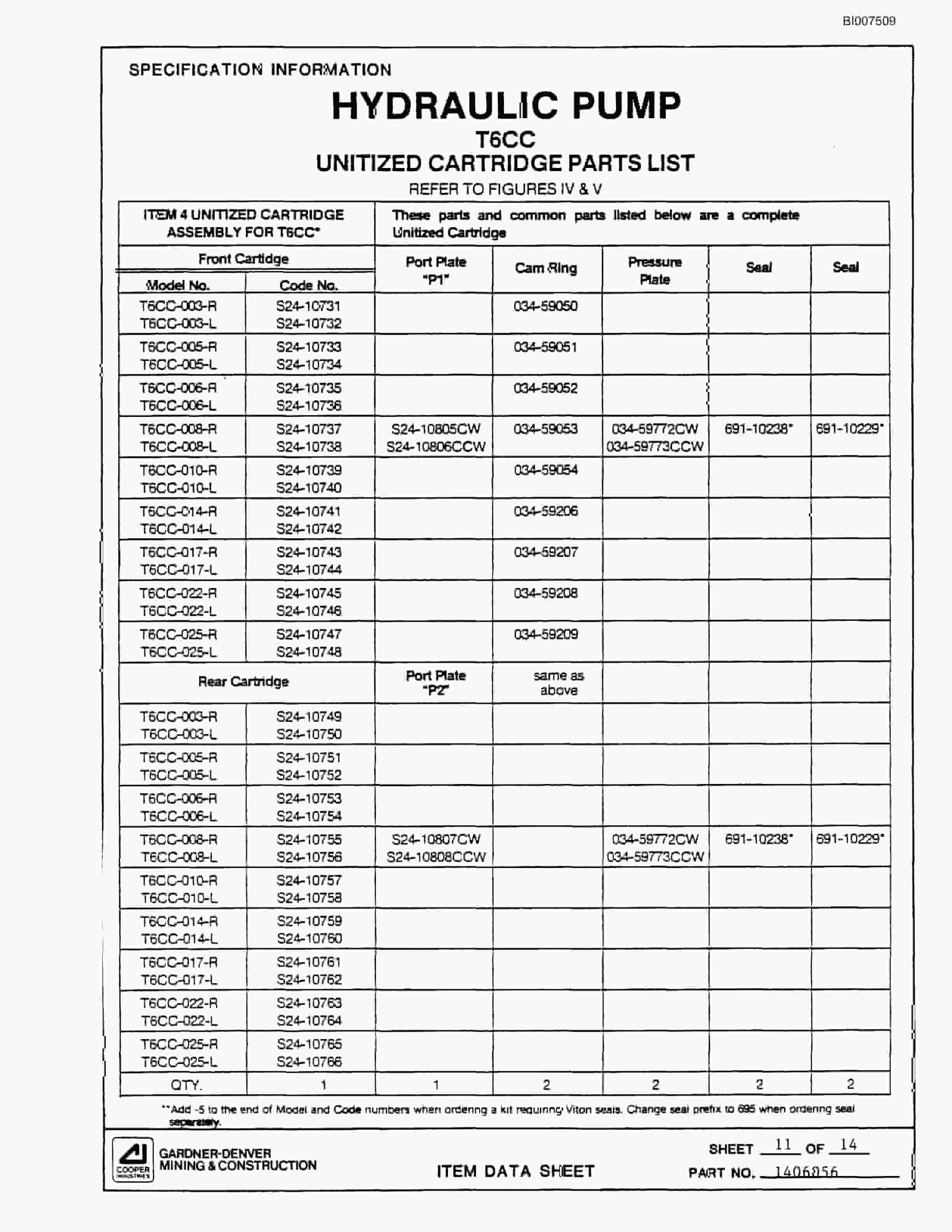 Bucyrus GDC2HP-25007 High Pressure Small Rotary Blasthole Drill Parts Catalog BI007509-2