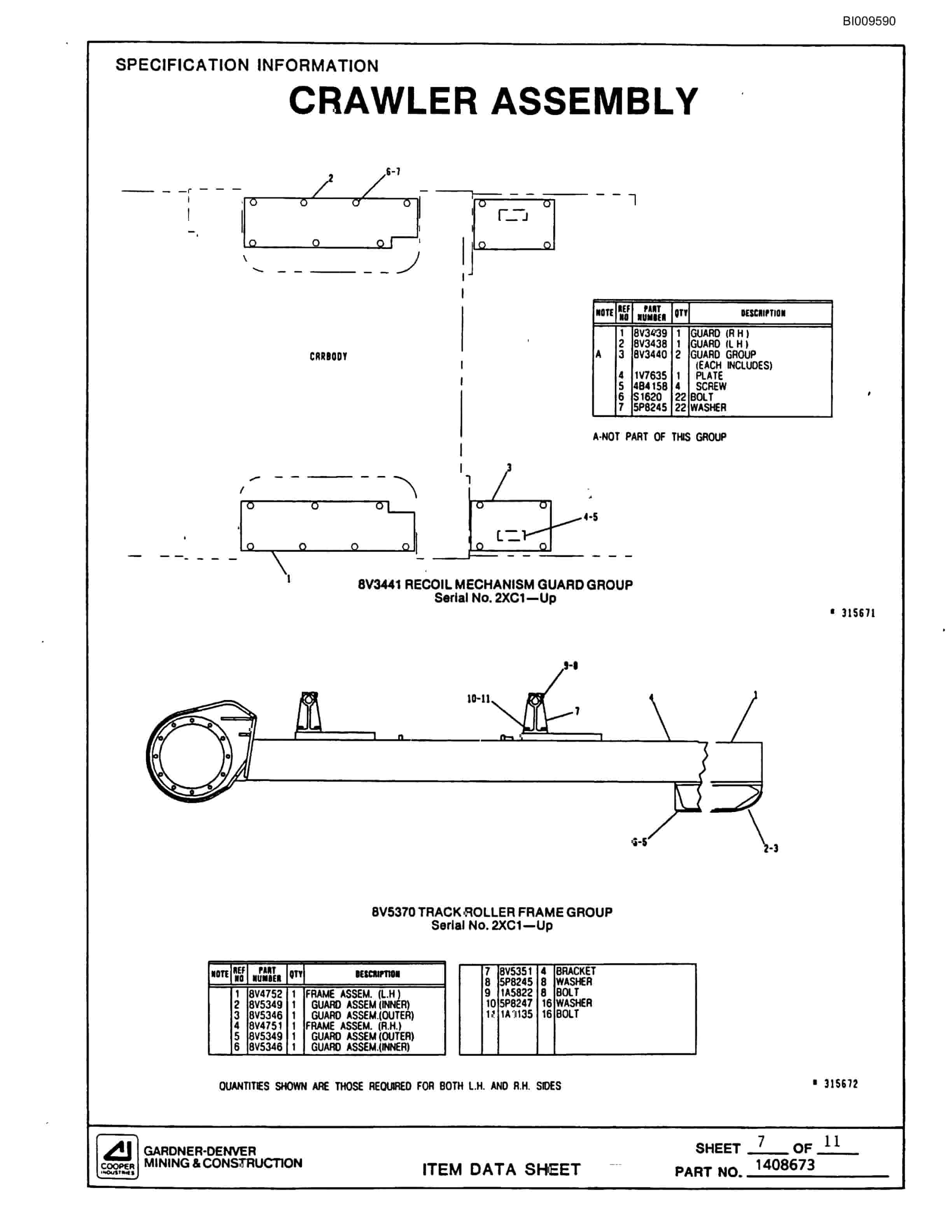 Bucyrus GDC2HP High Pressure Rotary Blasthole Drill Parts Catalog BI009590-2