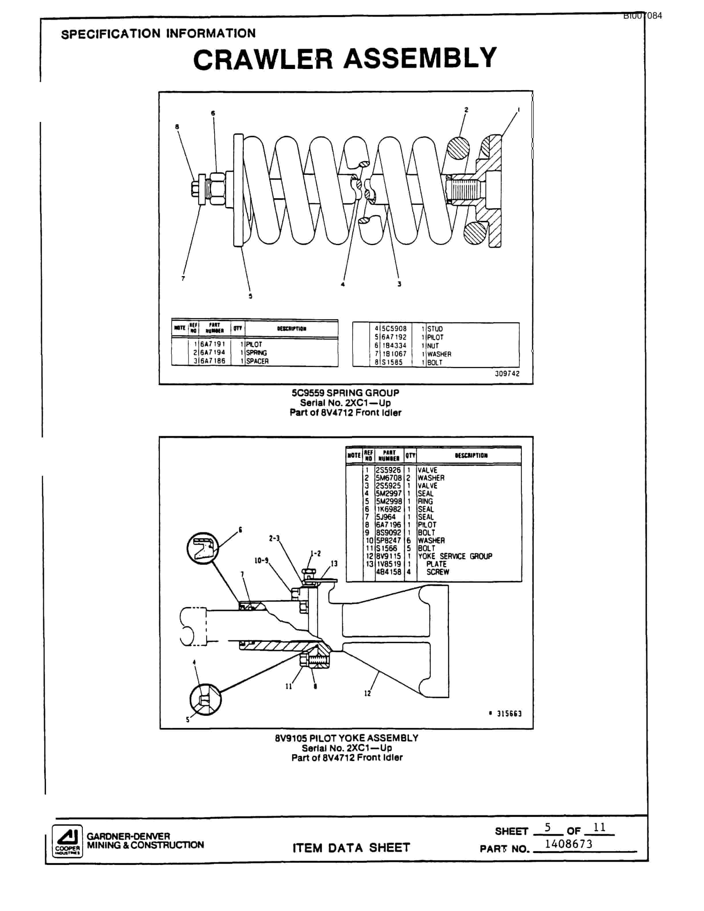 Bucyrus GDC2HP Parts Catalog BI007084-4