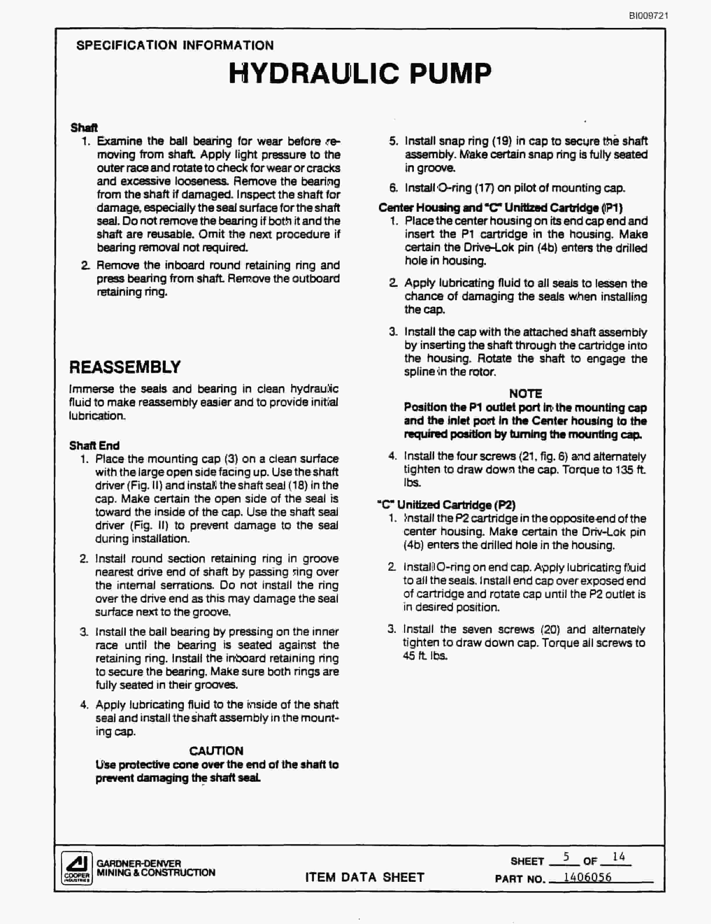 Bucyrus GDC3HP Parts Catalog BI009721-5