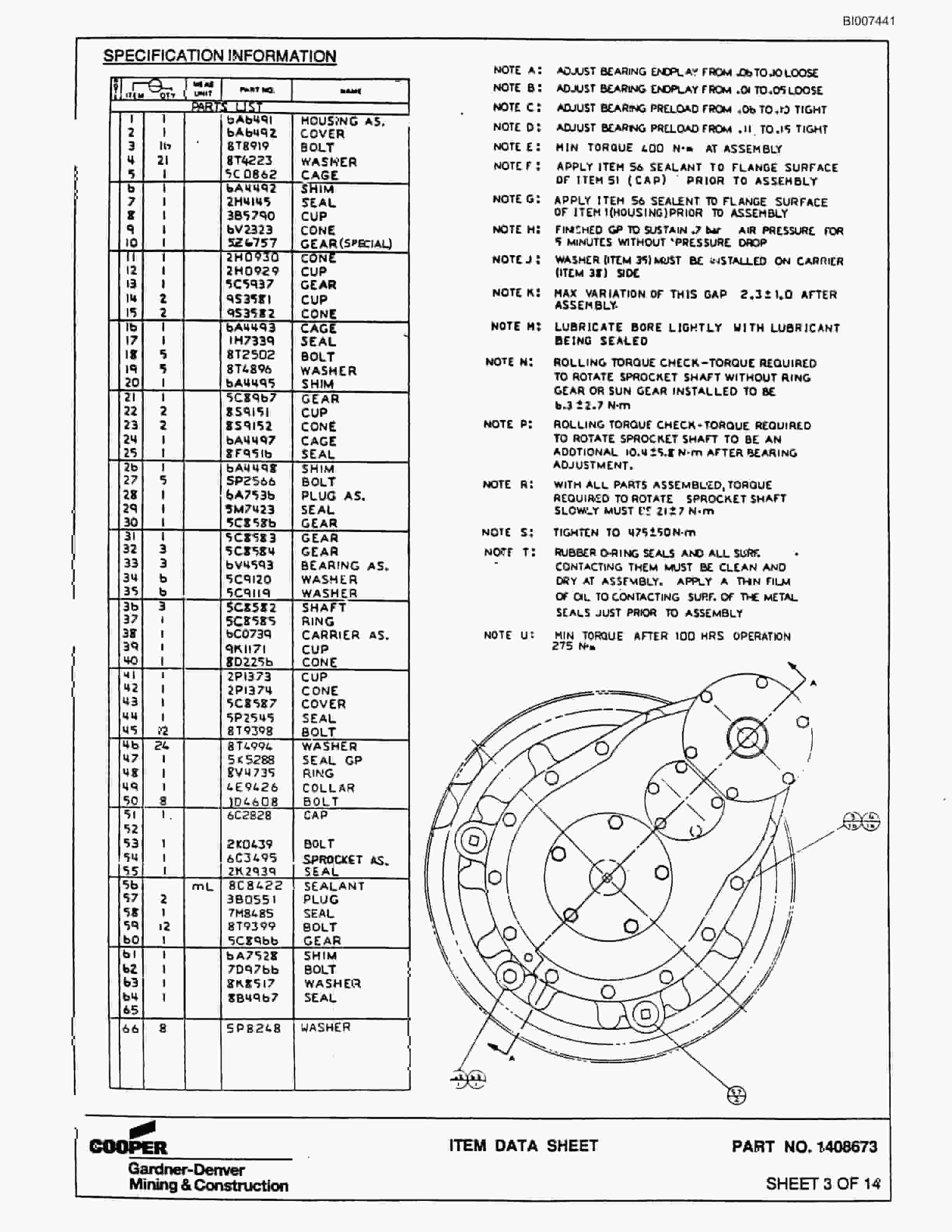 Bucyrus GDCHP Rotary Blasthole Drill Parts Catalog BI007441-2