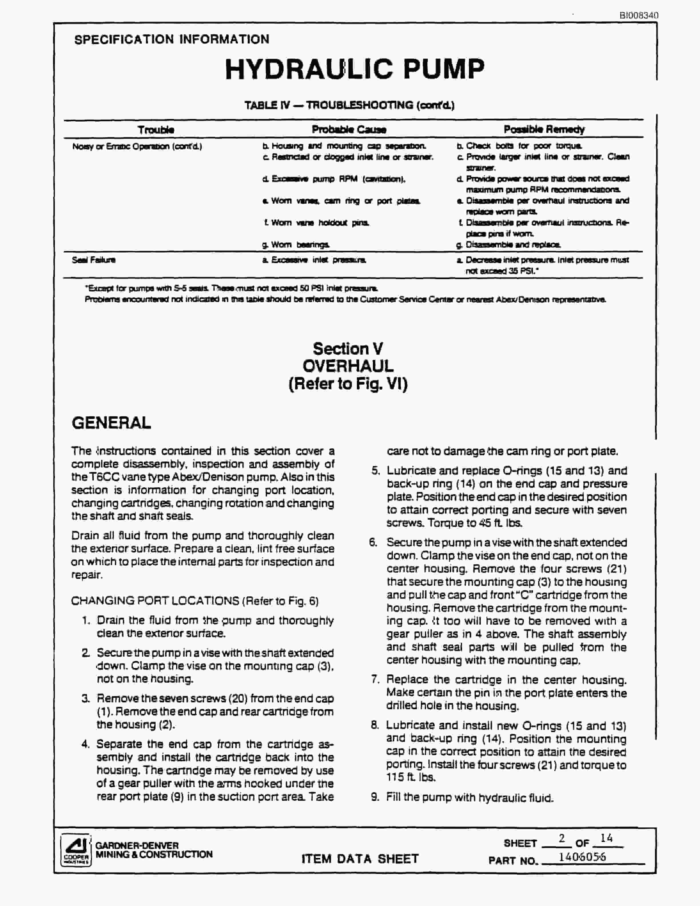 Bucyrus GDCL Rotary Blasthole Drill Parts Catalog BI008340-3