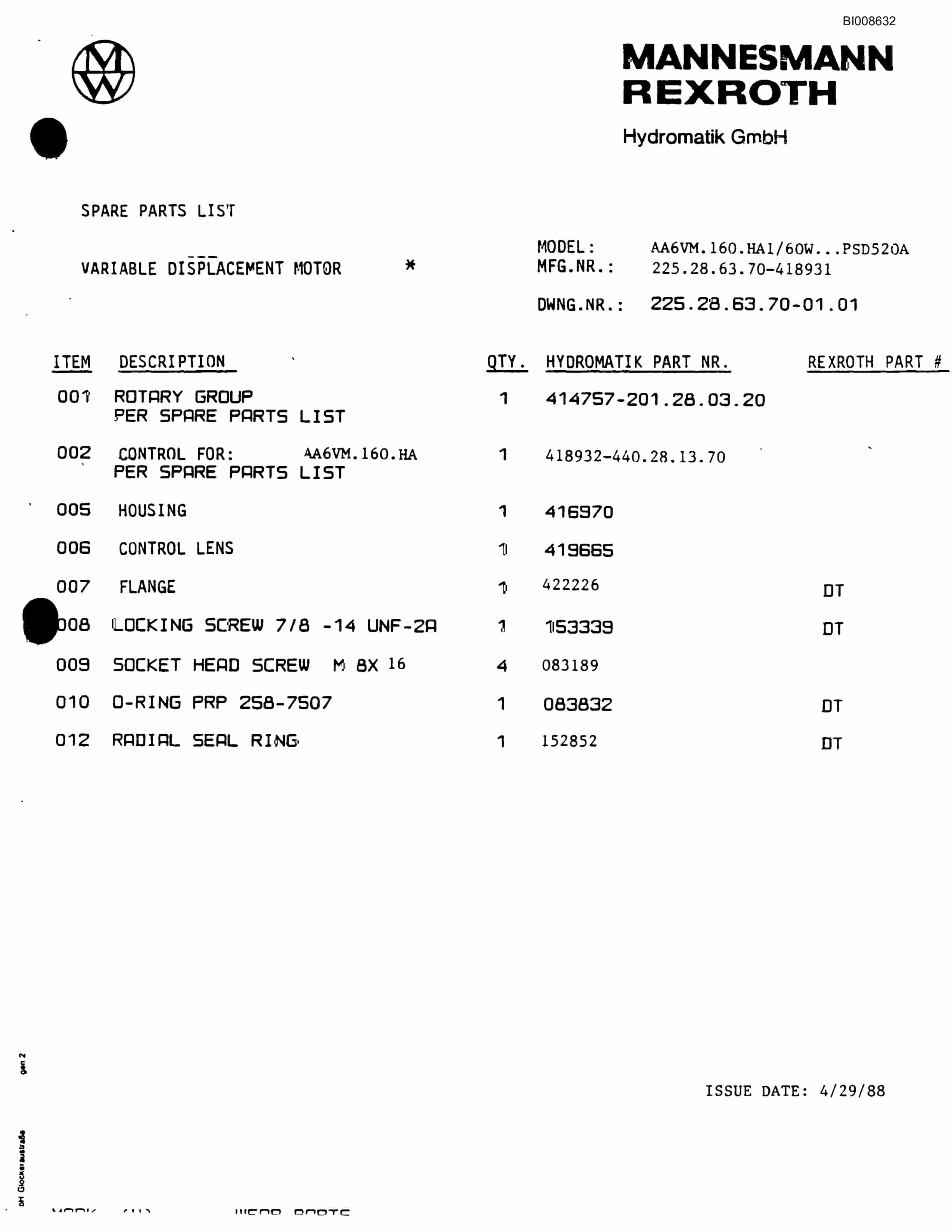 Bucyrus GDCL Rotary Blasthole Drill Parts Catalog BI008632-4