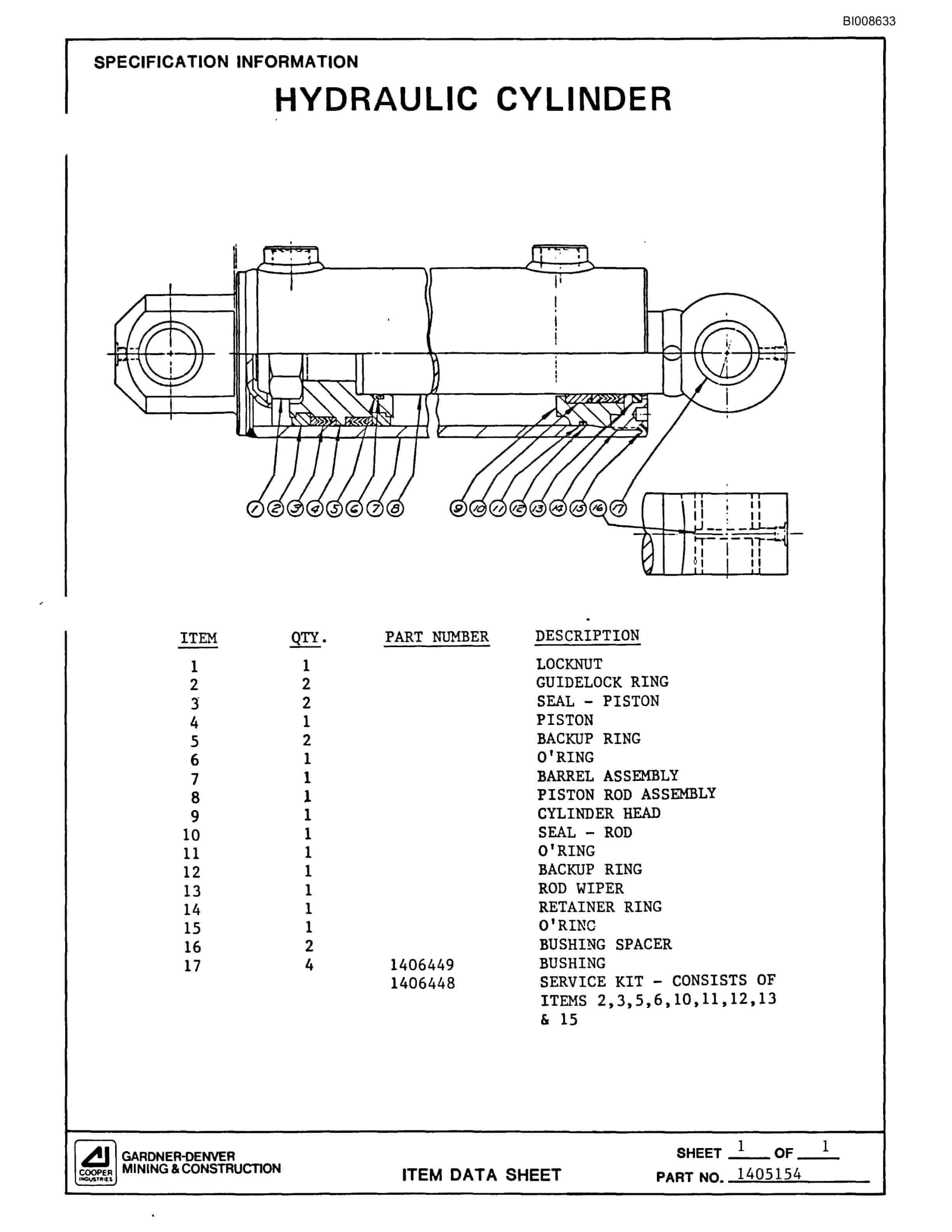 Bucyrus GDCL Rotary Blasthole Drill Parts Catalog BI008633-5