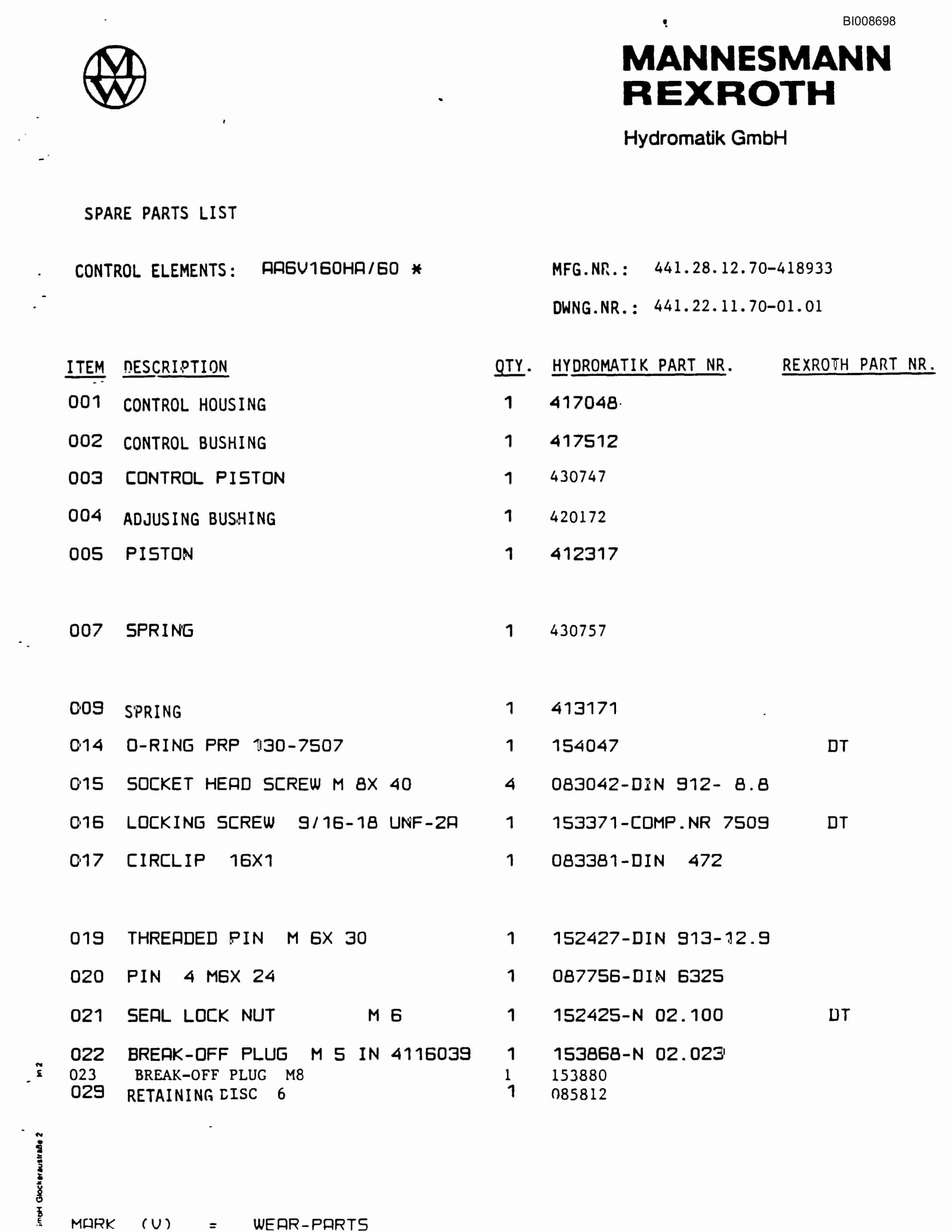 Bucyrus GDCL Rotary Blasthole Drill Parts Catalog BI008698-4