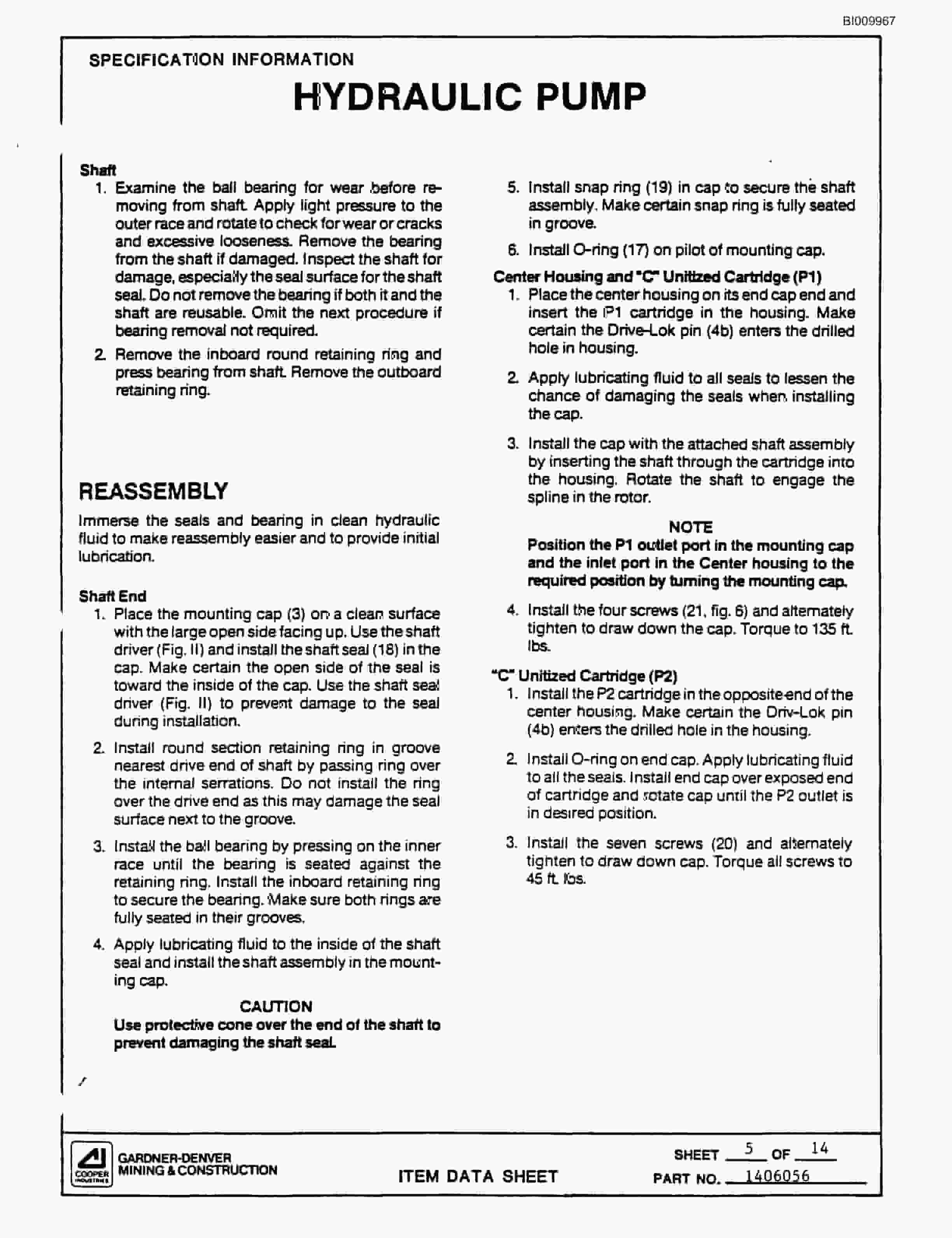 Bucyrus GDCL Rotary Blasthole Drill Parts Catalog BI009967-3