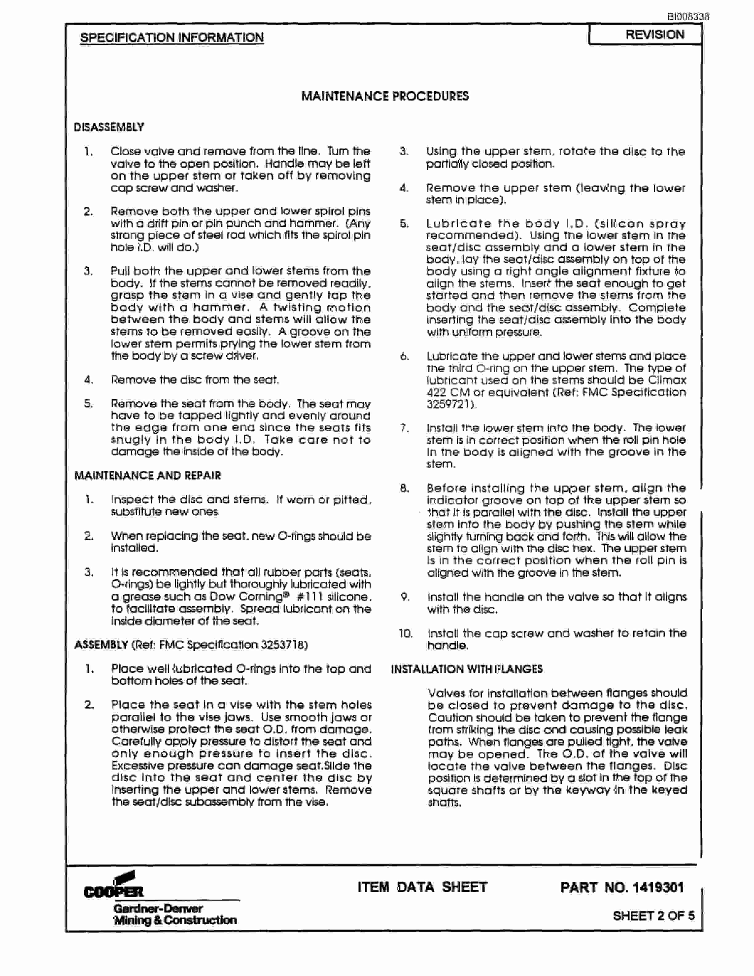 Bucyrus GDCM Rotary Blasthole Drill Parts Catalog BI008338-5