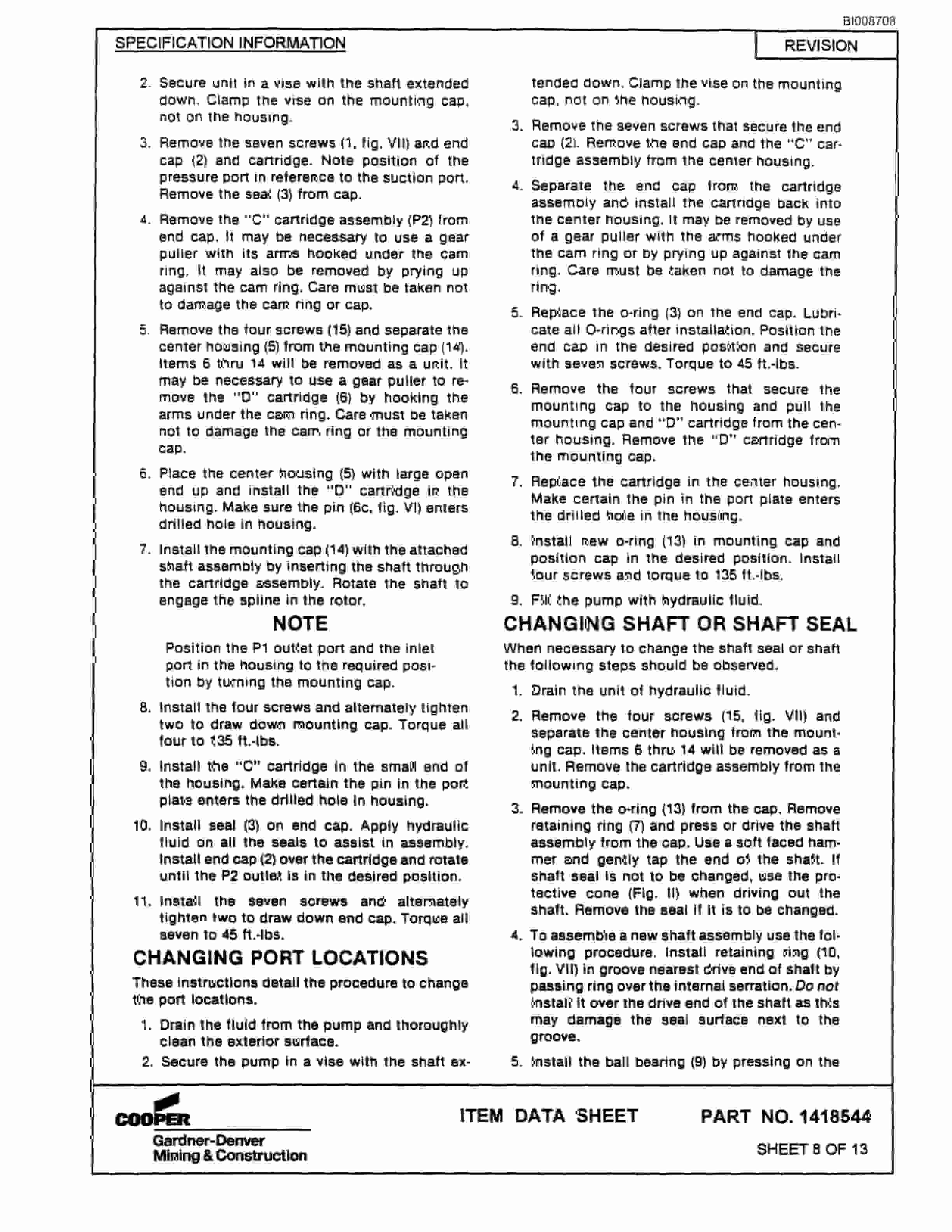 Bucyrus GDCM Rotary Blasthole Drill Parts Catalog BI008708-3