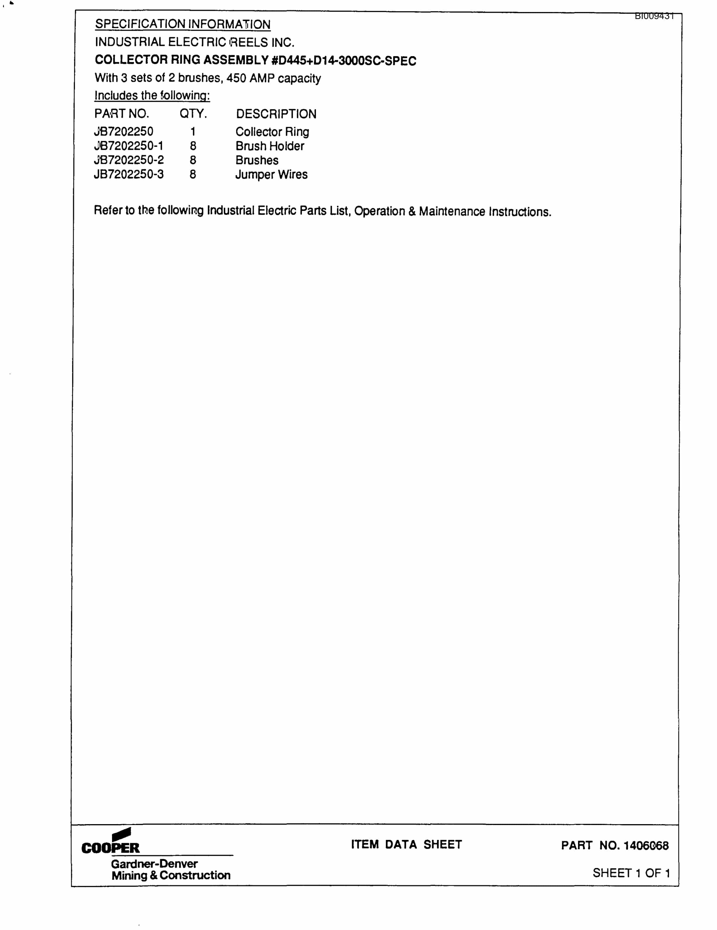 Bucyrus HC3 Four Boom Hydraulic Jumbo Parts Catalog BI009431-3
