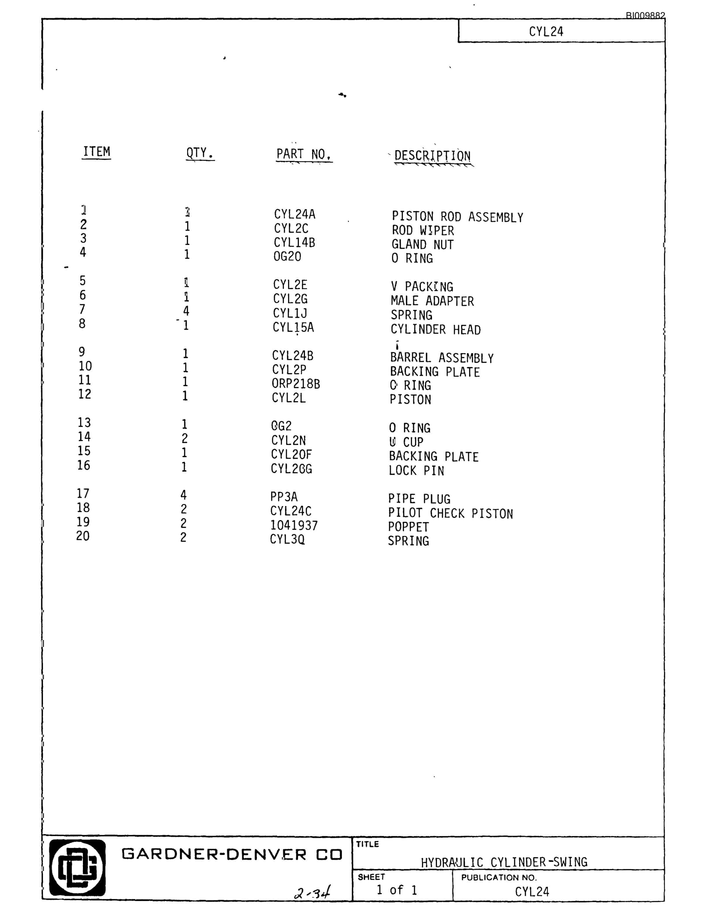 Bucyrus Helms 4-Boom Jumbo Parts Catalog BI009882-3